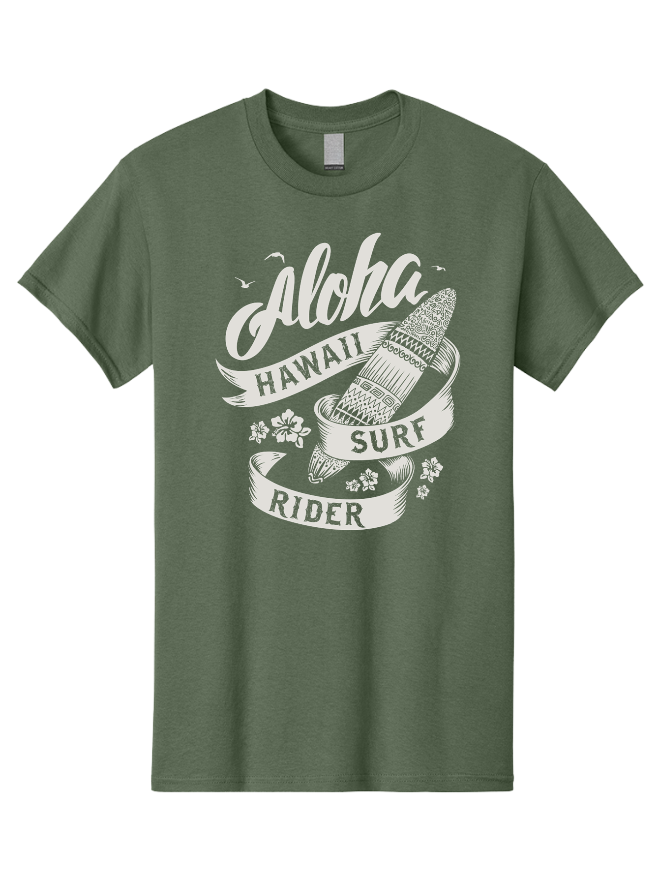 Aloha-Hawaii-Surf-Rider Men'S Graphic Tee, 100% Cotton, Comfortable Casual Summer Wear, Machine Washable, Surfboard Graphic, Hawaii Surf Culture, Aloha Spirit, Surfer Lifestyle, Tropical Vibes, Beachy Keiki, Surfing Adventure, Aac369