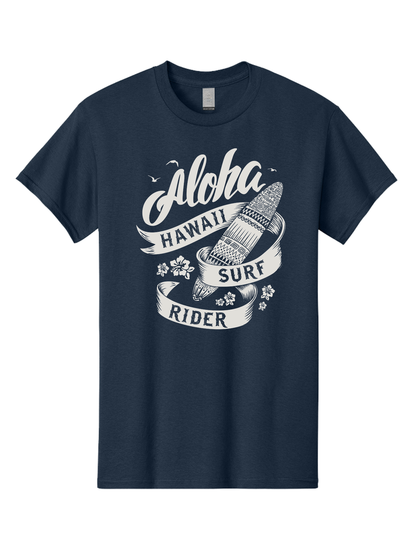 Aloha-Hawaii-Surf-Rider Men'S Graphic Tee, 100% Cotton, Comfortable Casual Summer Wear, Machine Washable, Surfboard Graphic, Hawaii Surf Culture, Aloha Spirit, Surfer Lifestyle, Tropical Vibes, Beachy Keiki, Surfing Adventure, Aac369