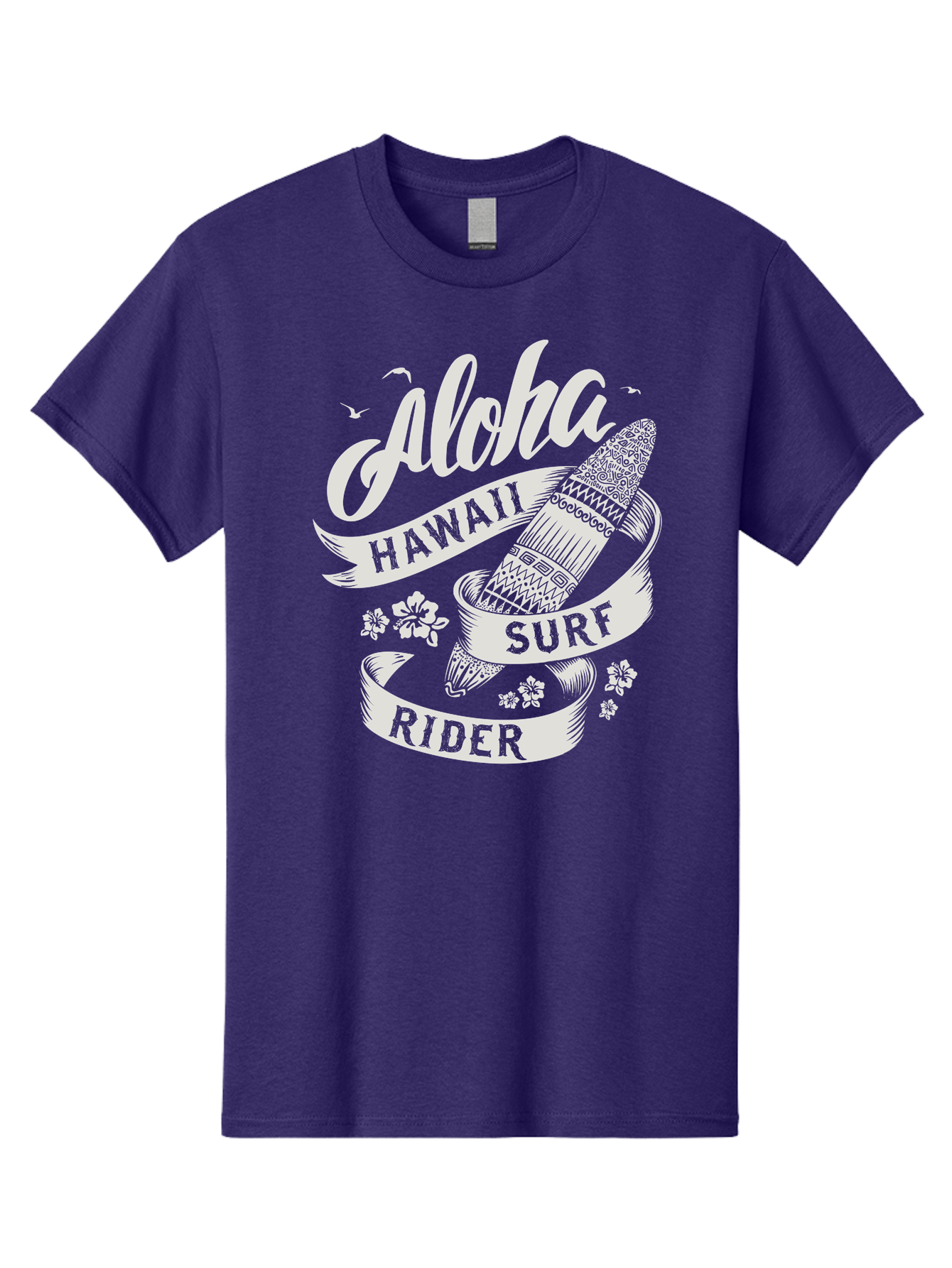 Aloha-Hawaii-Surf-Rider Men'S Graphic Tee, 100% Cotton, Comfortable Casual Summer Wear, Machine Washable, Surfboard Graphic, Hawaii Surf Culture, Aloha Spirit, Surfer Lifestyle, Tropical Vibes, Beachy Keiki, Surfing Adventure, Aac369