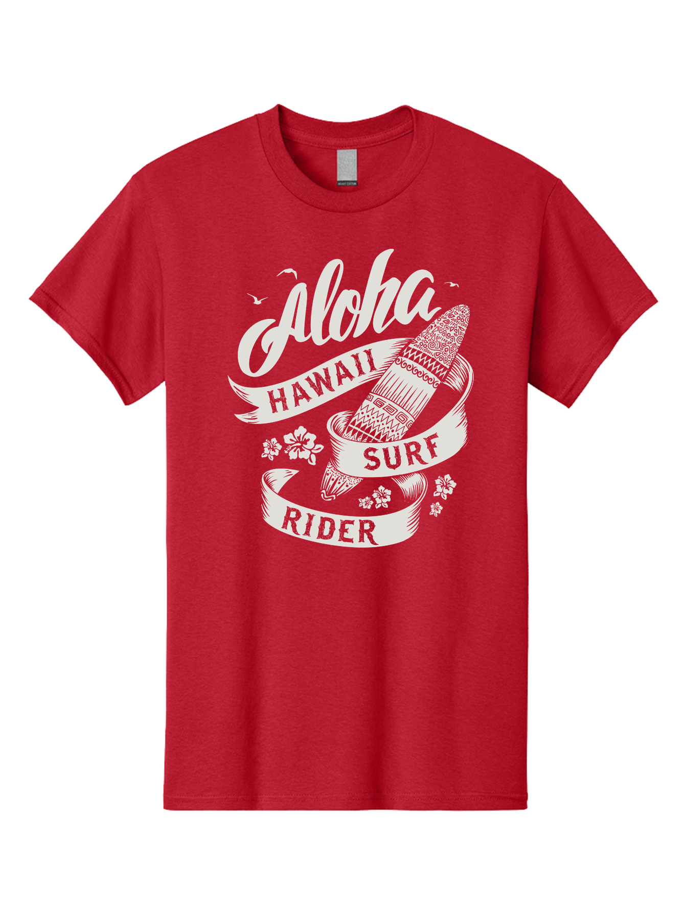 Aloha-Hawaii-Surf-Rider Men'S Graphic Tee, 100% Cotton, Comfortable Casual Summer Wear, Machine Washable, Surfboard Graphic, Hawaii Surf Culture, Aloha Spirit, Surfer Lifestyle, Tropical Vibes, Beachy Keiki, Surfing Adventure, Aac369