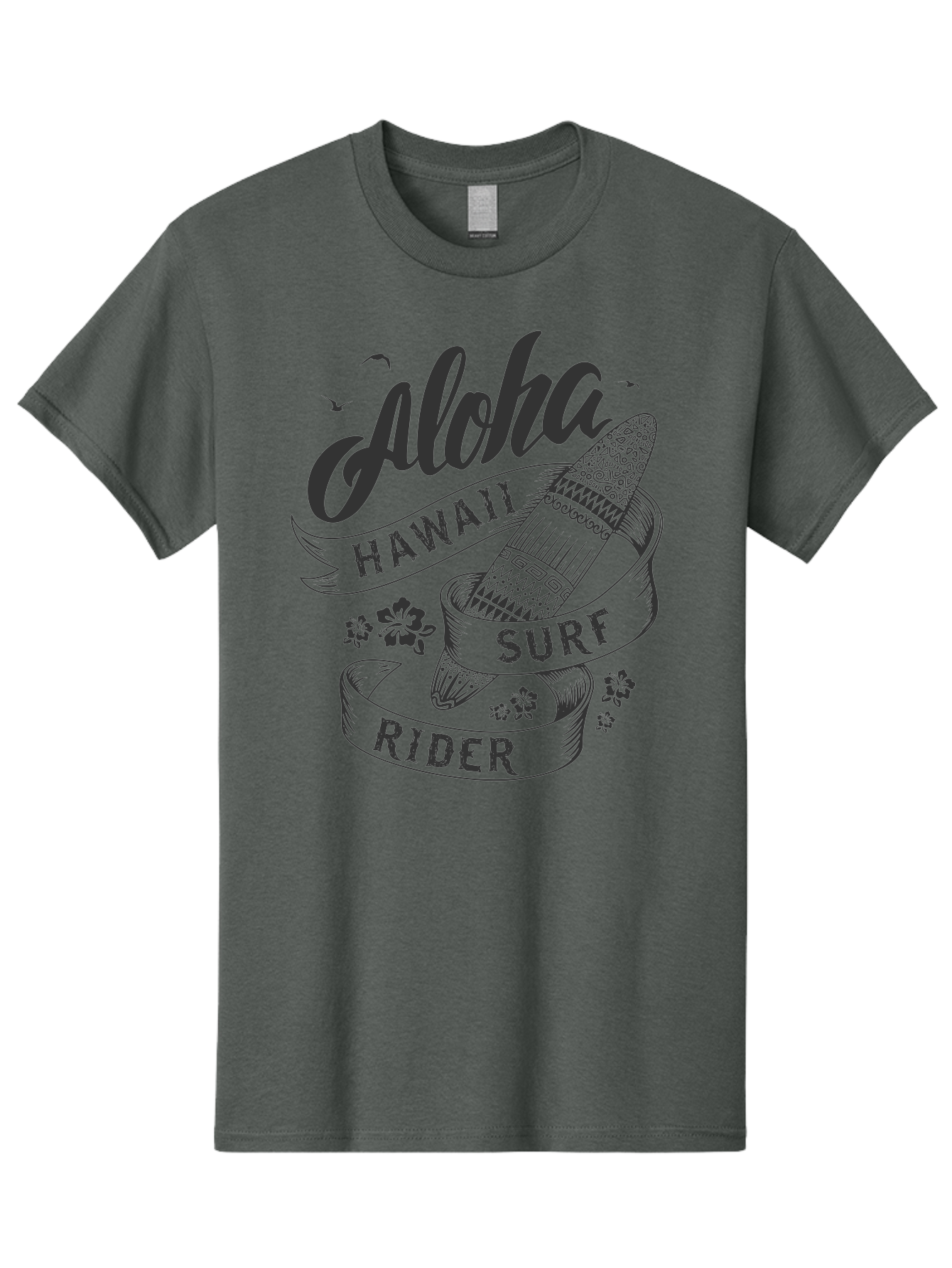Aloha-Surf-Rider Men'S Graphic Tee, 100% Cotton, Comfortable Casual Summer Wear, Machine Washable, Hawaii Surf Rider, Surfboard, Tropical Vibes, Hawaii Vacation, Surfing Culture, Hawaii Tourism, Tropical Flowers, Aloha Spirit, Beach Lifestyle, Aac370