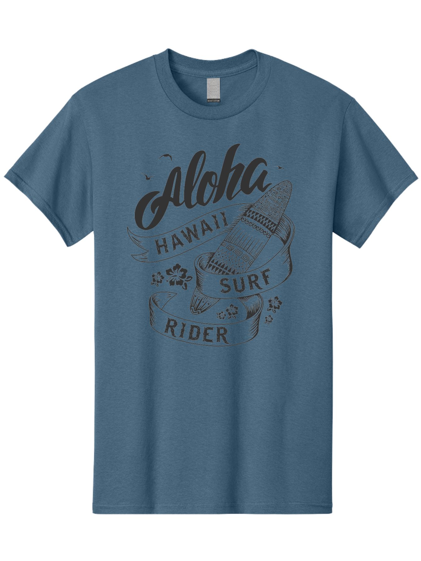Aloha-Surf-Rider Men'S Graphic Tee, 100% Cotton, Comfortable Casual Summer Wear, Machine Washable, Hawaii Surf Rider, Surfboard, Tropical Vibes, Hawaii Vacation, Surfing Culture, Hawaii Tourism, Tropical Flowers, Aloha Spirit, Beach Lifestyle, Aac370