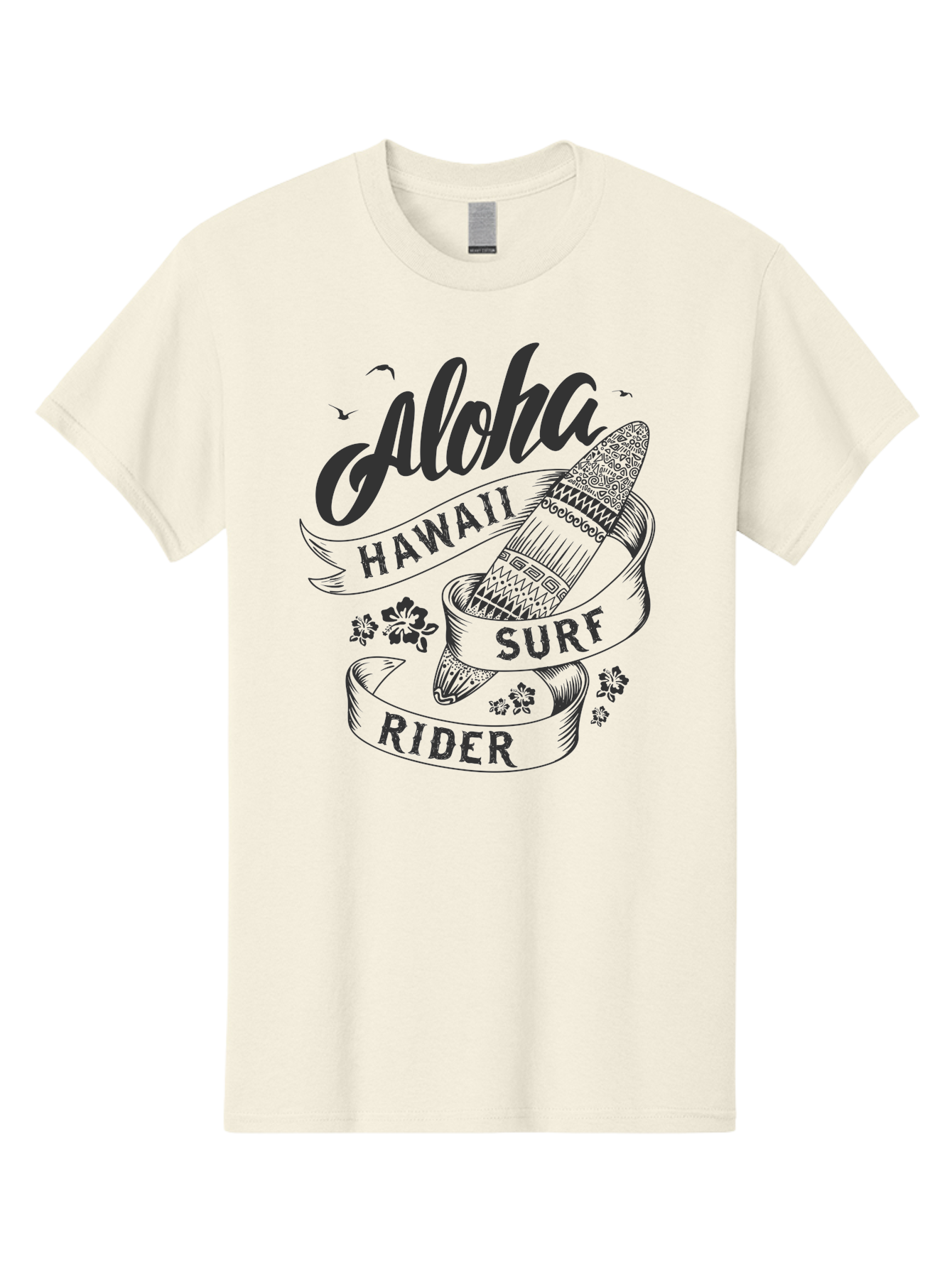 Aloha-Surf-Rider Men'S Graphic Tee, 100% Cotton, Comfortable Casual Summer Wear, Machine Washable, Hawaii Surf Rider, Surfboard, Tropical Vibes, Hawaii Vacation, Surfing Culture, Hawaii Tourism, Tropical Flowers, Aloha Spirit, Beach Lifestyle, Aac370