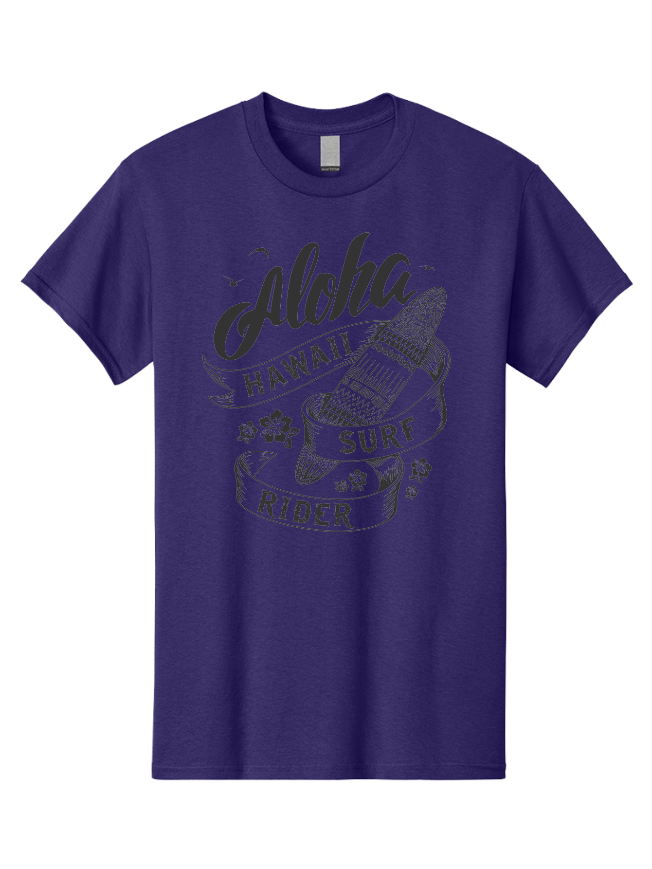 Aloha-Surf-Rider Men'S Graphic Tee, 100% Cotton, Comfortable Casual Summer Wear, Machine Washable, Hawaii Surf Rider, Surfboard, Tropical Vibes, Hawaii Vacation, Surfing Culture, Hawaii Tourism, Tropical Flowers, Aloha Spirit, Beach Lifestyle, Aac370