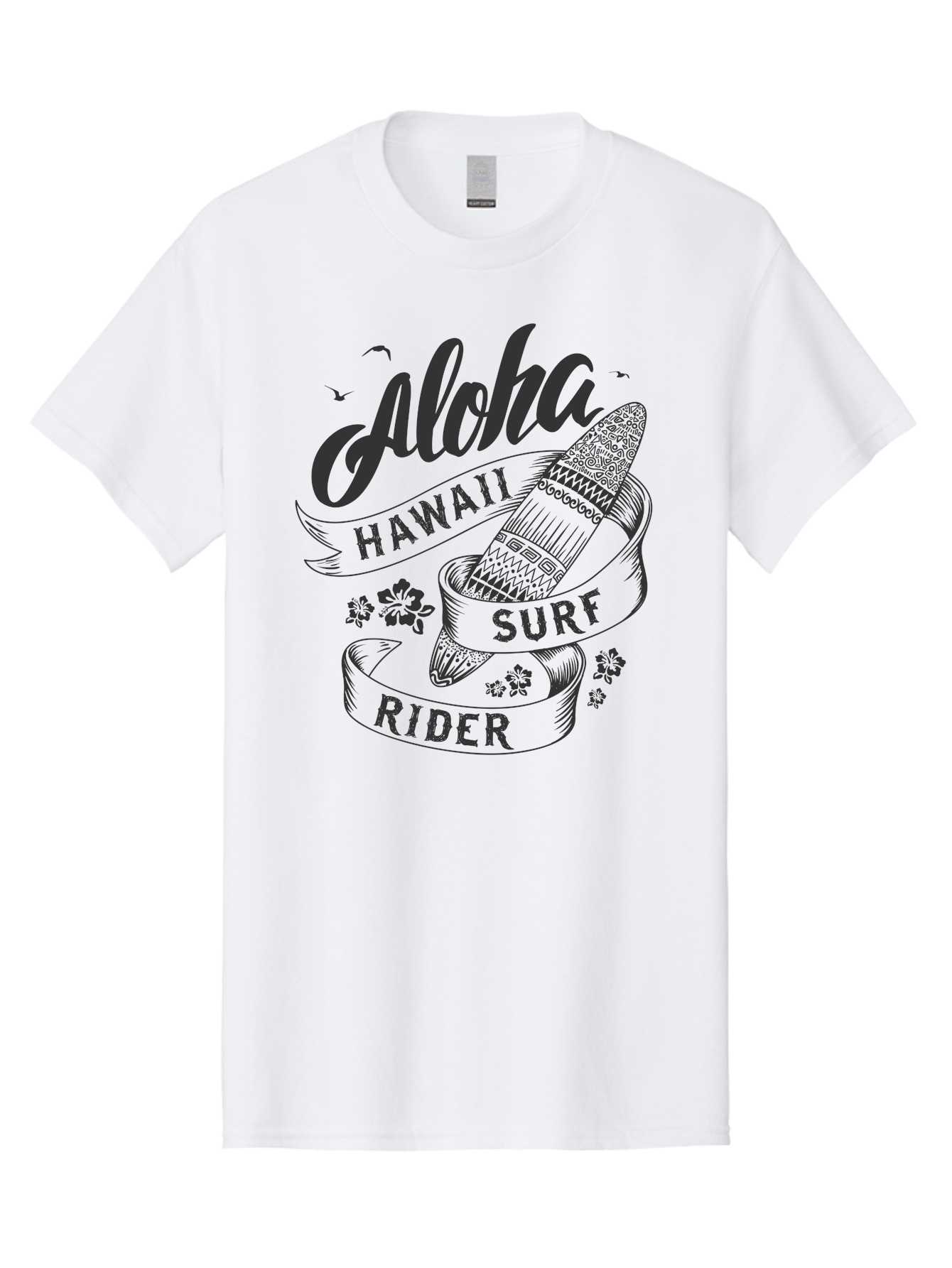 Aloha-Surf-Rider Men'S Graphic Tee, 100% Cotton, Comfortable Casual Summer Wear, Machine Washable, Hawaii Surf Rider, Surfboard, Tropical Vibes, Hawaii Vacation, Surfing Culture, Hawaii Tourism, Tropical Flowers, Aloha Spirit, Beach Lifestyle, Aac370