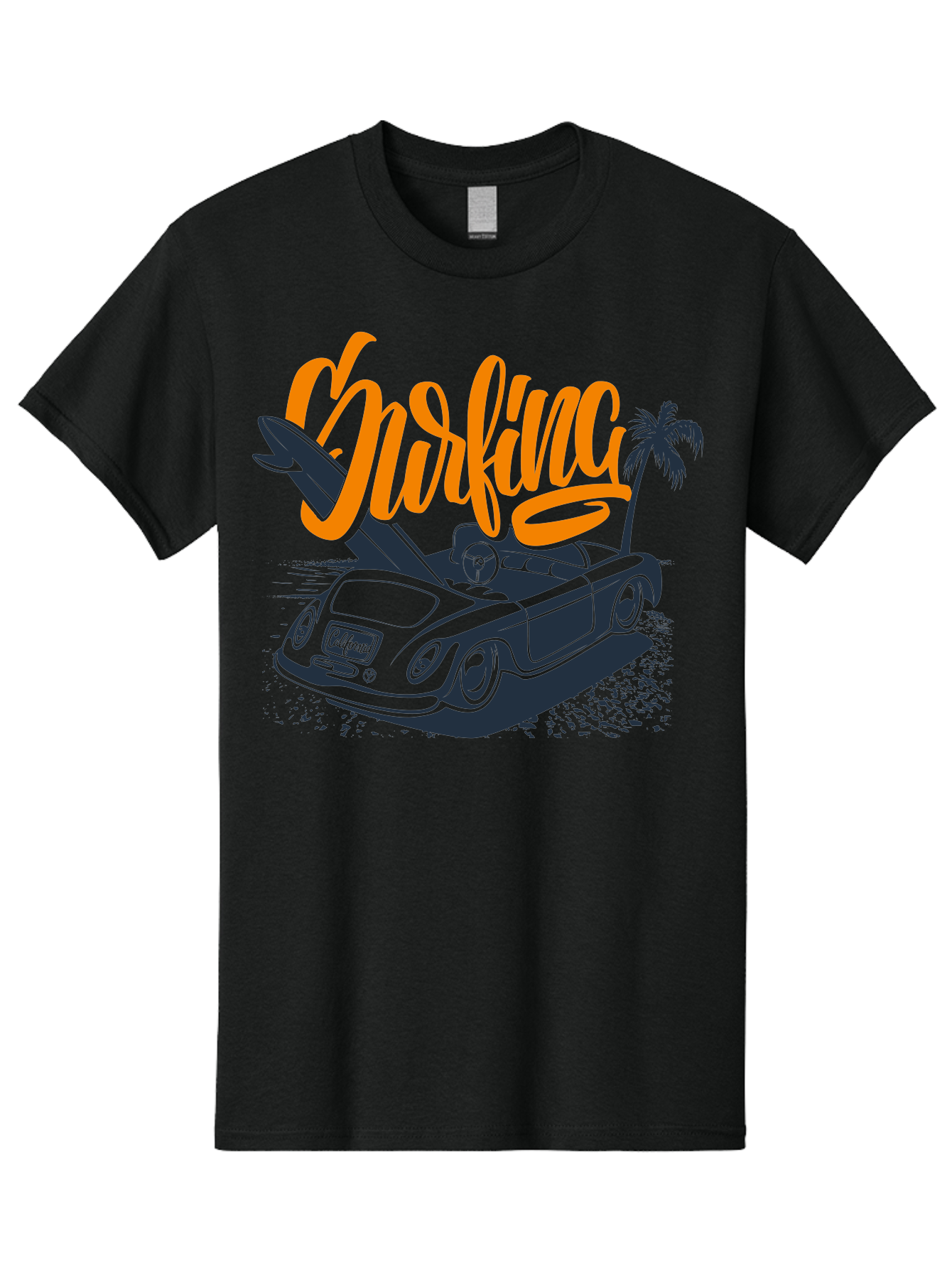 Surfing Men'S Graphic Tee, 100% Cotton, Comfortable Casual Summer Wear, Machine Washable, Vintage Convertible Car, Surfing Culture, Beach Lifestyle, Retro Style, Surfboard On Car, Palm Tree, Summer Fun, Surf Vibes, Classic Automobile Aac373
