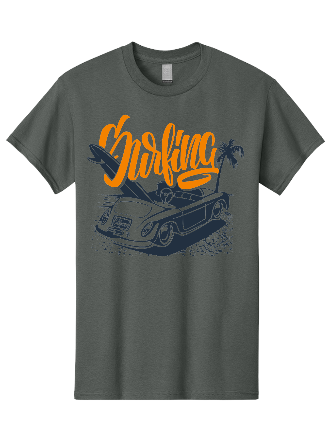 Surfing Men'S Graphic Tee, 100% Cotton, Comfortable Casual Summer Wear, Machine Washable, Vintage Convertible Car, Surfing Culture, Beach Lifestyle, Retro Style, Surfboard On Car, Palm Tree, Summer Fun, Surf Vibes, Classic Automobile Aac373