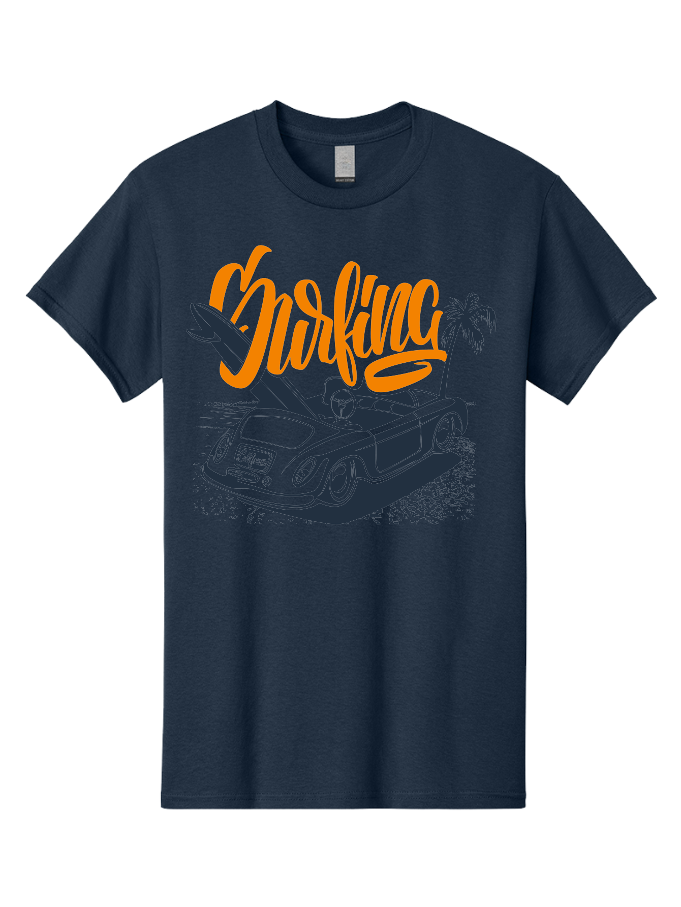 Surfing Men'S Graphic Tee, 100% Cotton, Comfortable Casual Summer Wear, Machine Washable, Vintage Convertible Car, Surfing Culture, Beach Lifestyle, Retro Style, Surfboard On Car, Palm Tree, Summer Fun, Surf Vibes, Classic Automobile Aac373