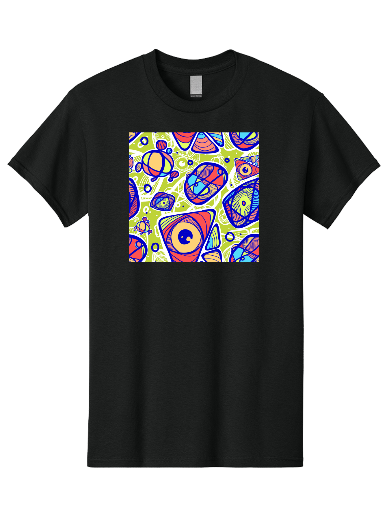 All-Seeing-Eyes Men'S Graphic Tee, 100% Cotton, Comfortable Casual Summer Wear, Machine Washable, Stylized Eyes, Abstract Shapes, Vibrant Colors, Bold Designs, Eye-Catching Patterns, Graphic Art, Tribal Motifs, Fantasy Elements, Aac375
