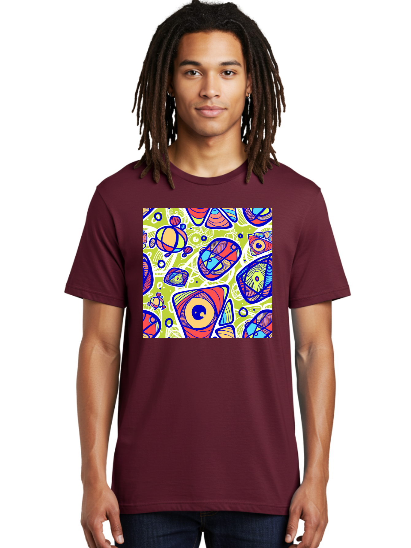 All-Seeing-Eyes Men'S Graphic Tee, 100% Cotton, Comfortable Casual Summer Wear, Machine Washable, Stylized Eyes, Abstract Shapes, Vibrant Colors, Bold Designs, Eye-Catching Patterns, Graphic Art, Tribal Motifs, Fantasy Elements, Aac375