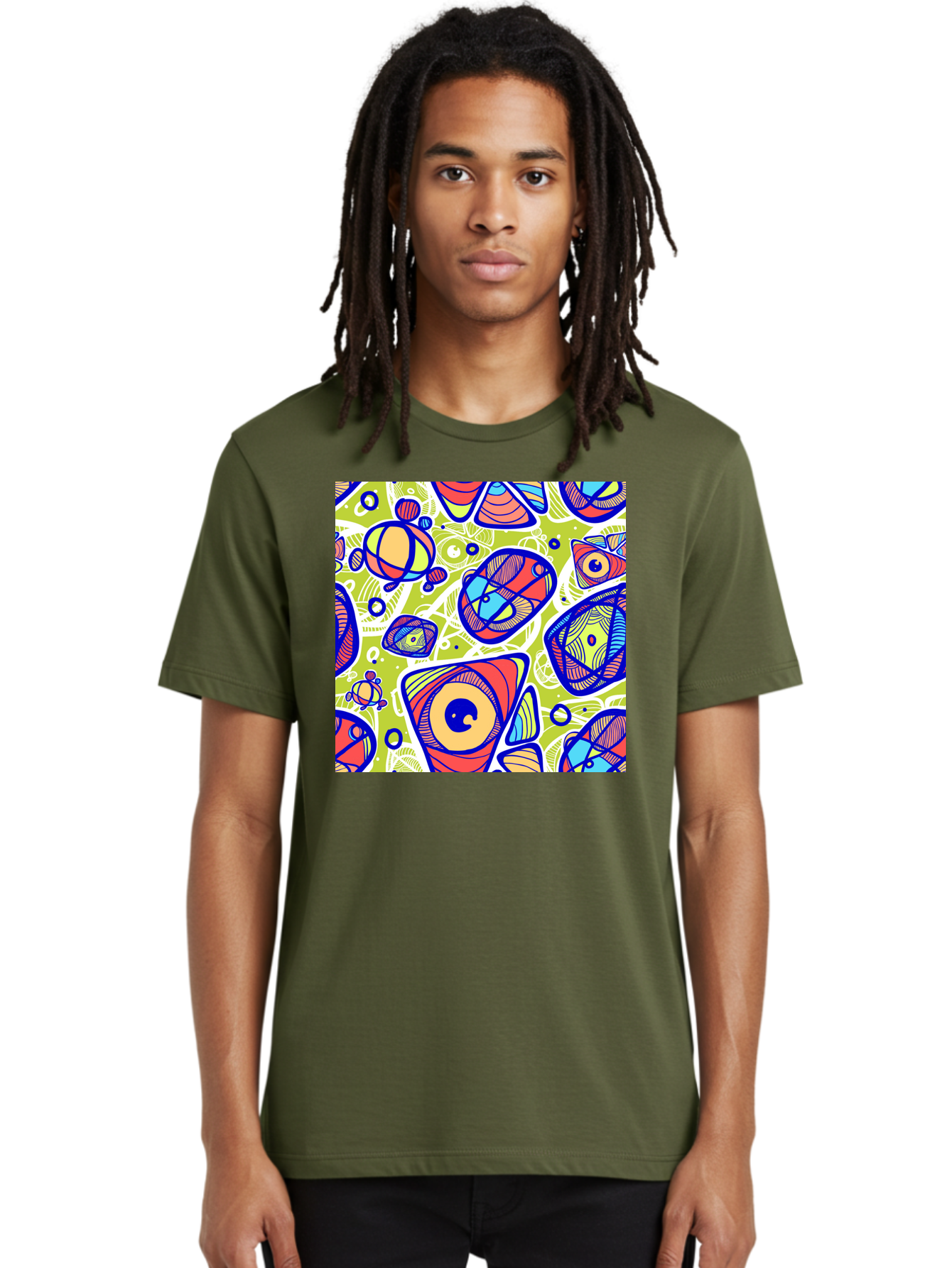 All-Seeing-Eyes Men'S Graphic Tee, 100% Cotton, Comfortable Casual Summer Wear, Machine Washable, Stylized Eyes, Abstract Shapes, Vibrant Colors, Bold Designs, Eye-Catching Patterns, Graphic Art, Tribal Motifs, Fantasy Elements, Aac375