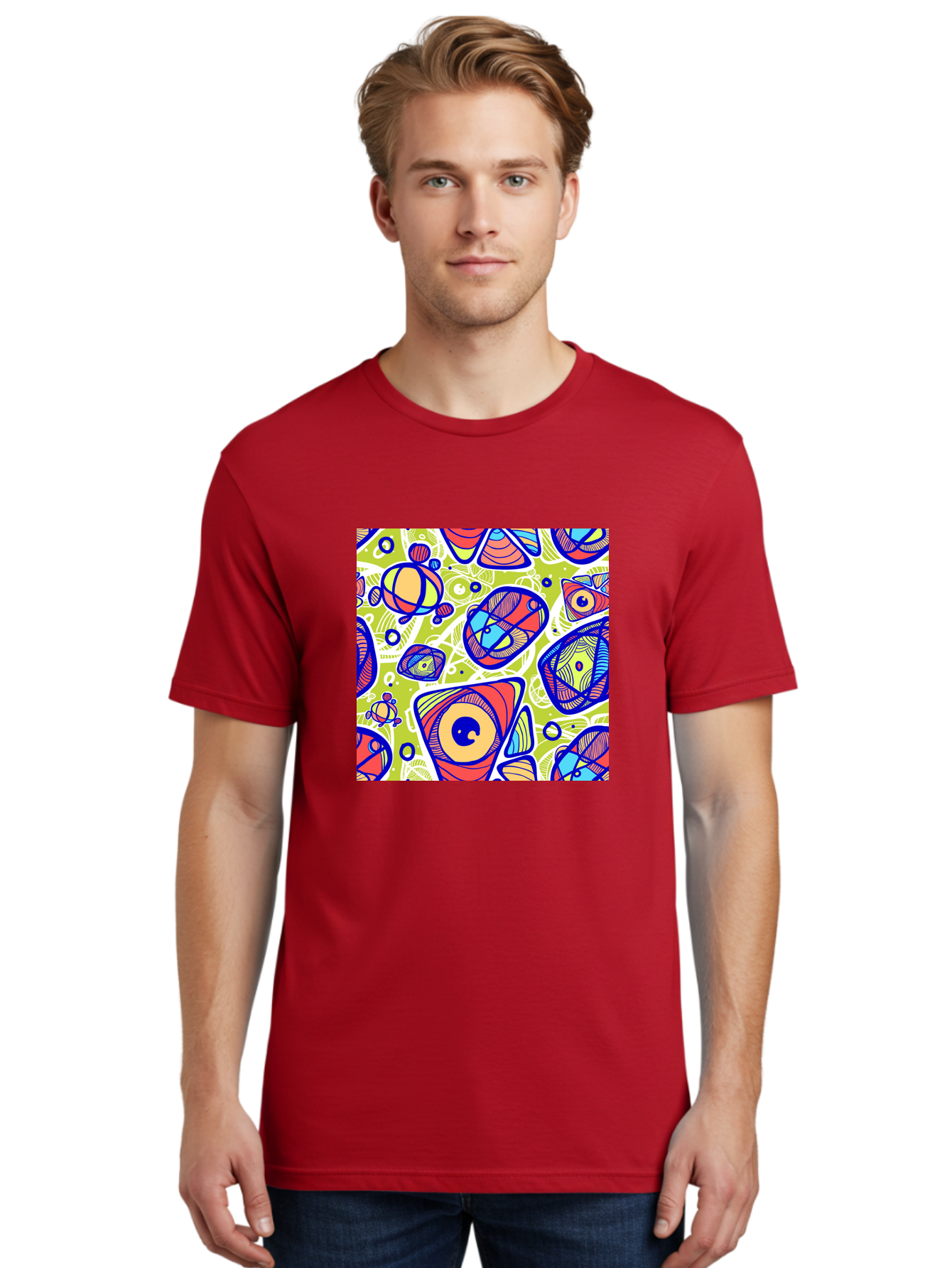 All-Seeing-Eyes Men'S Graphic Tee, 100% Cotton, Comfortable Casual Summer Wear, Machine Washable, Stylized Eyes, Abstract Shapes, Vibrant Colors, Bold Designs, Eye-Catching Patterns, Graphic Art, Tribal Motifs, Fantasy Elements, Aac375