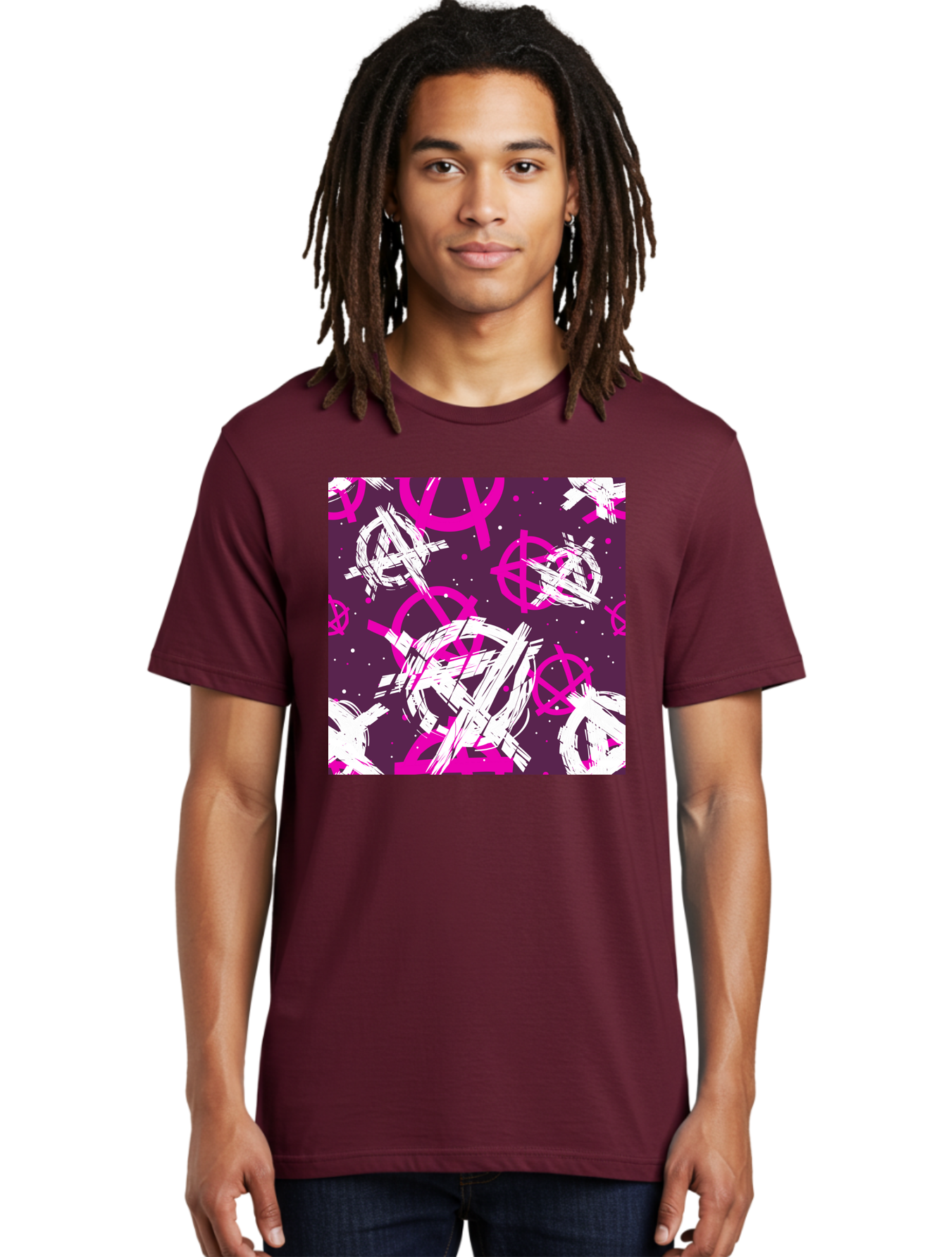 Anarchy-Symbols Men'S Graphic Tee, 100% Cotton, Comfortable Casual Summer Wear, Machine Washable, Anarchy Symbols, Protest Signs, Activist Graphics, Punk Rock Imagery, Chaotic Patterns, Abstract Art, Rebellion Motifs, Symbolic Expression, Aac377