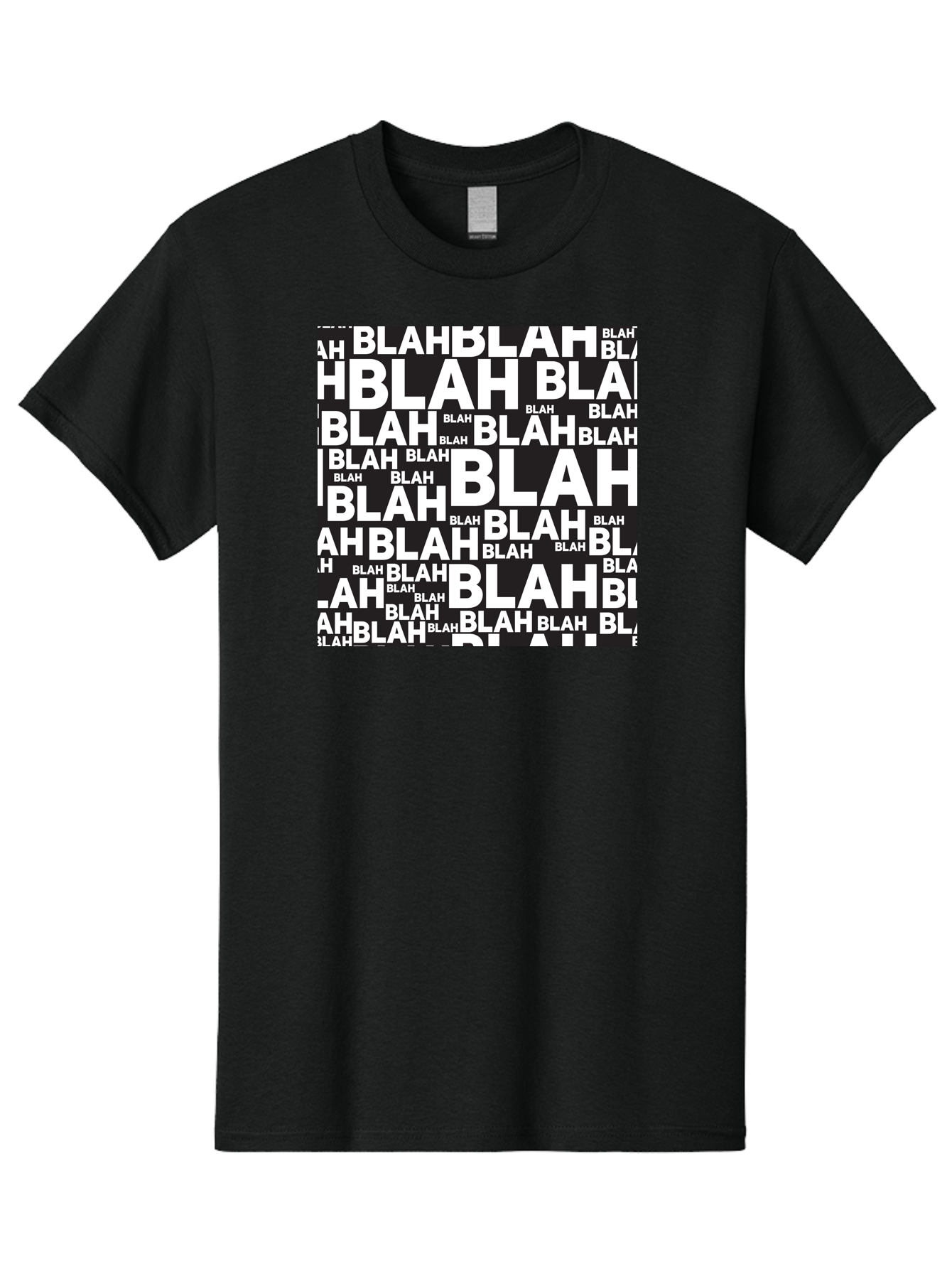 Blah Men'S Graphic Tee, 100% Cotton, Comfortable Casual Summer Wear, Machine Washable, Repetitive Text, Blah Blah, White Font, Black Background, Meaningless Words, Corporate Jargon, Office Chatter, Meaningless Speech, Empty Talk, Aac379
