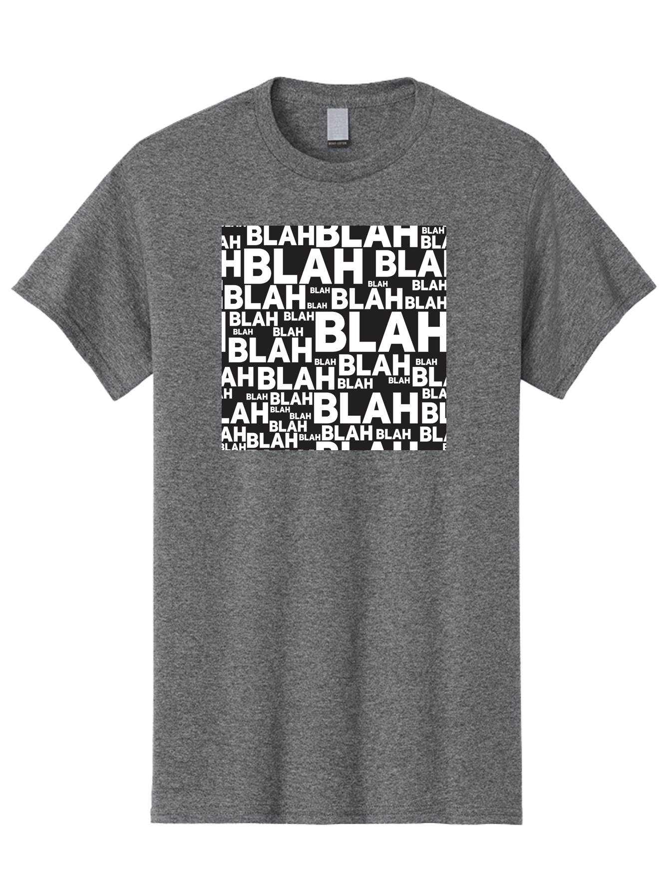 Blah Men'S Graphic Tee, 100% Cotton, Comfortable Casual Summer Wear, Machine Washable, Repetitive Text, Blah Blah, White Font, Black Background, Meaningless Words, Corporate Jargon, Office Chatter, Meaningless Speech, Empty Talk, Aac379