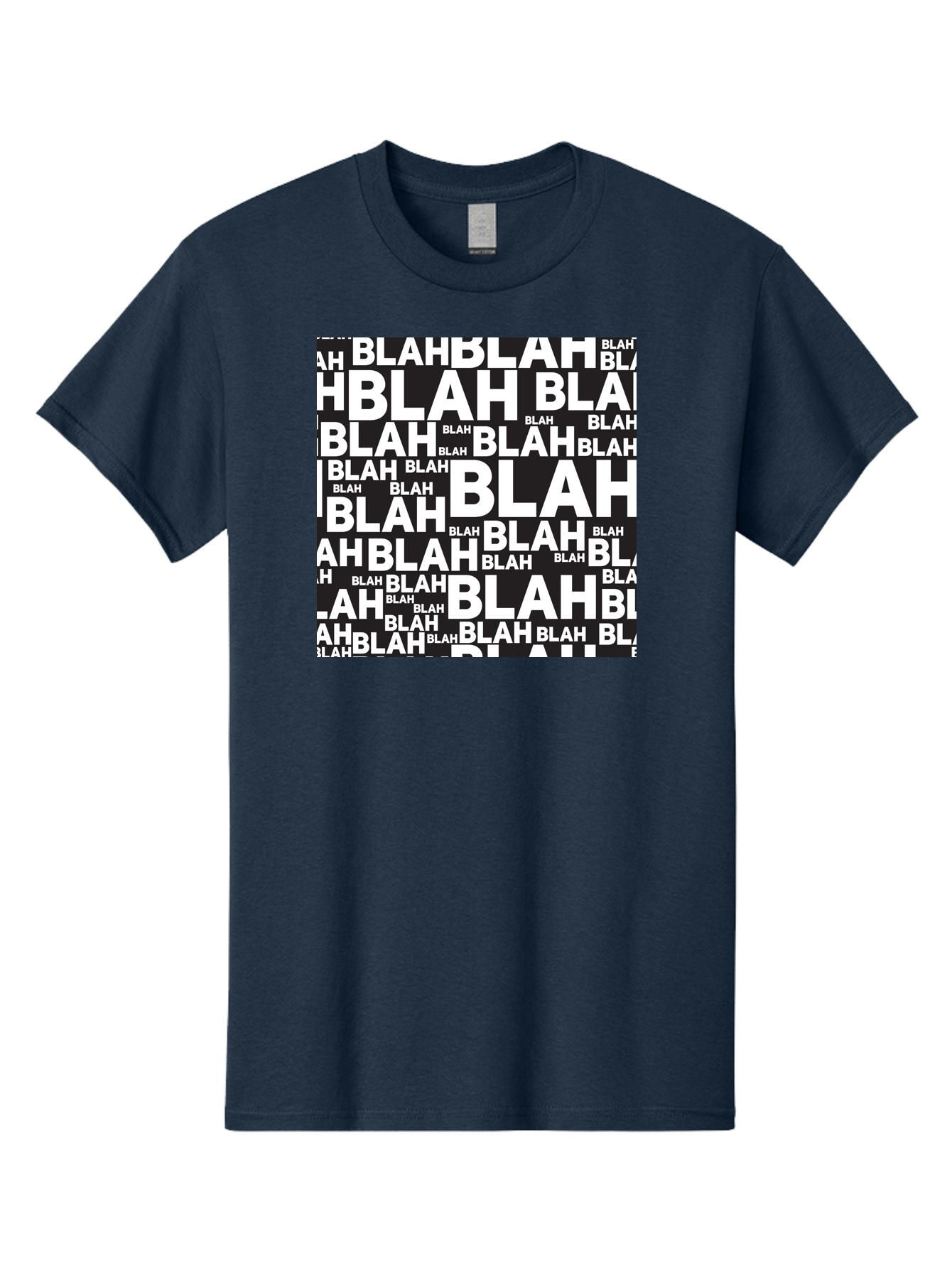 Blah Men'S Graphic Tee, 100% Cotton, Comfortable Casual Summer Wear, Machine Washable, Repetitive Text, Blah Blah, White Font, Black Background, Meaningless Words, Corporate Jargon, Office Chatter, Meaningless Speech, Empty Talk, Aac379
