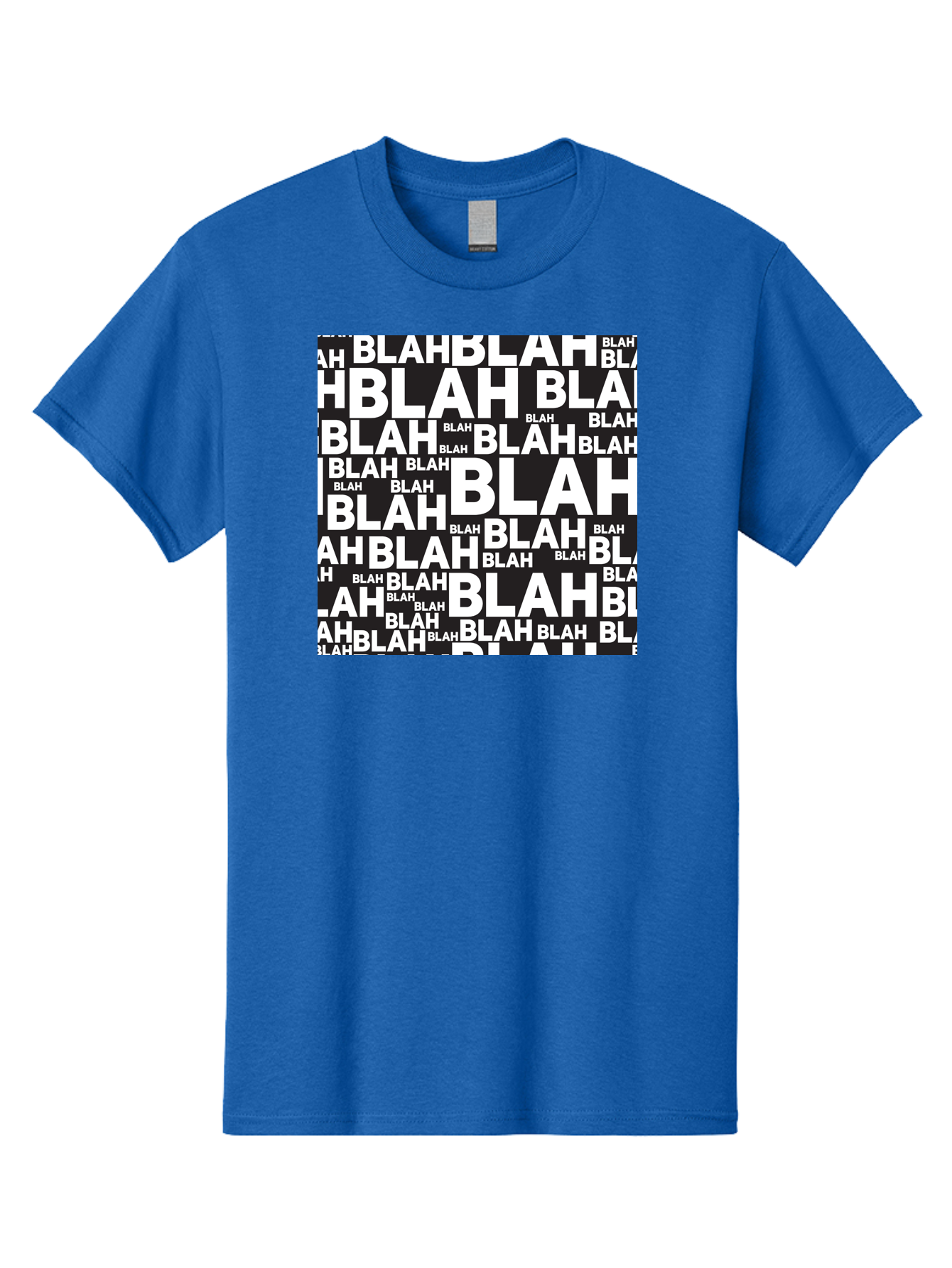 Blah Men'S Graphic Tee, 100% Cotton, Comfortable Casual Summer Wear, Machine Washable, Repetitive Text, Blah Blah, White Font, Black Background, Meaningless Words, Corporate Jargon, Office Chatter, Meaningless Speech, Empty Talk, Aac379