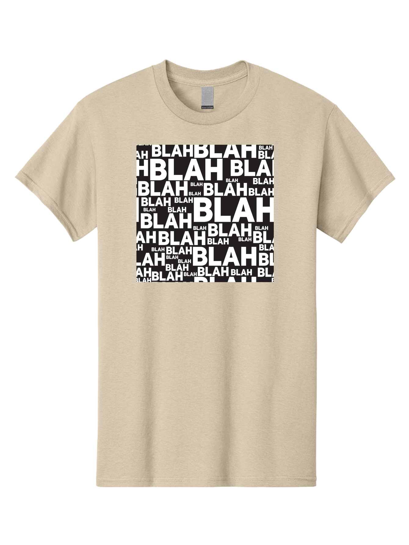 Blah Men'S Graphic Tee, 100% Cotton, Comfortable Casual Summer Wear, Machine Washable, Repetitive Text, Blah Blah, White Font, Black Background, Meaningless Words, Corporate Jargon, Office Chatter, Meaningless Speech, Empty Talk, Aac379