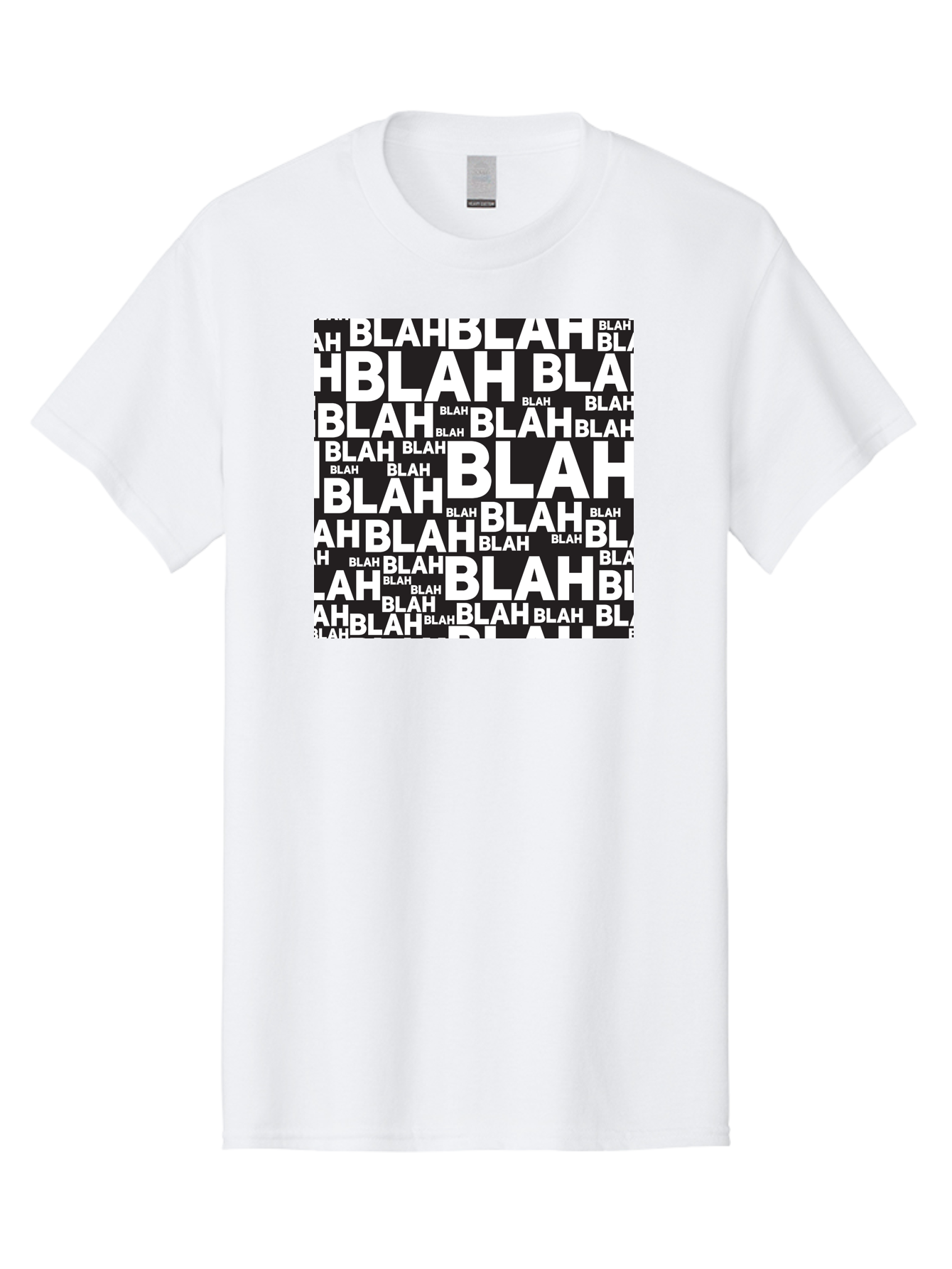 Blah Men'S Graphic Tee, 100% Cotton, Comfortable Casual Summer Wear, Machine Washable, Repetitive Text, Blah Blah, White Font, Black Background, Meaningless Words, Corporate Jargon, Office Chatter, Meaningless Speech, Empty Talk, Aac379