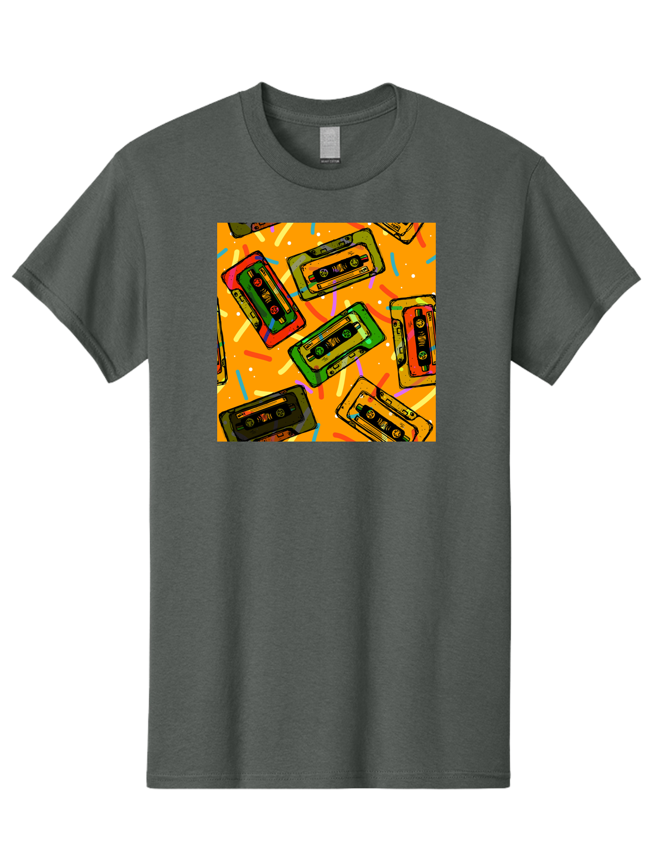 Cassette-Tapes Men'S Graphic Tee, 100% Cotton, Comfortable Casual Summer Wear, Machine Washable, Retro Cassette Tapes, Vintage Music, Colorful Illustration, Nostalgic Tech, 80S And 90S Memorabilia, Mix Tape Culture, Music Nostalgia, Aac383
