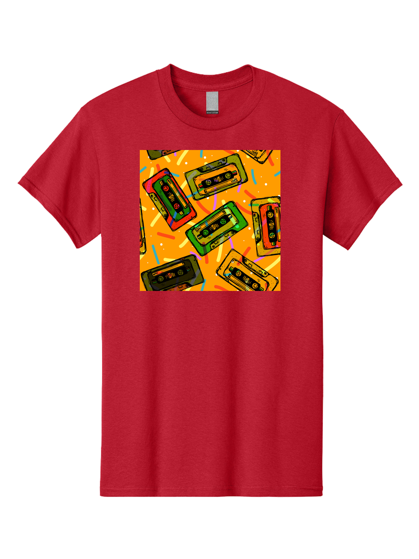 Cassette-Tapes Men'S Graphic Tee, 100% Cotton, Comfortable Casual Summer Wear, Machine Washable, Retro Cassette Tapes, Vintage Music, Colorful Illustration, Nostalgic Tech, 80S And 90S Memorabilia, Mix Tape Culture, Music Nostalgia, Aac383