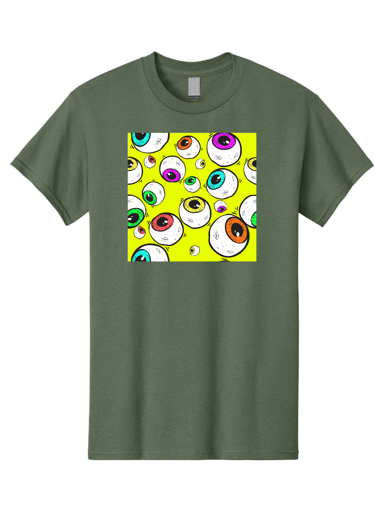 Colorful-Eyeballs Men'S Graphic Tee, 100% Cotton, Comfortable Casual Summer Wear, Machine Washable, Cartoon Eyeballs, Colorful Eyes, Vibrant Colors, Pop Art, Playful Graphics, Quirky Design, Eye-Catching Visuals, Fun Illustration, Aac386