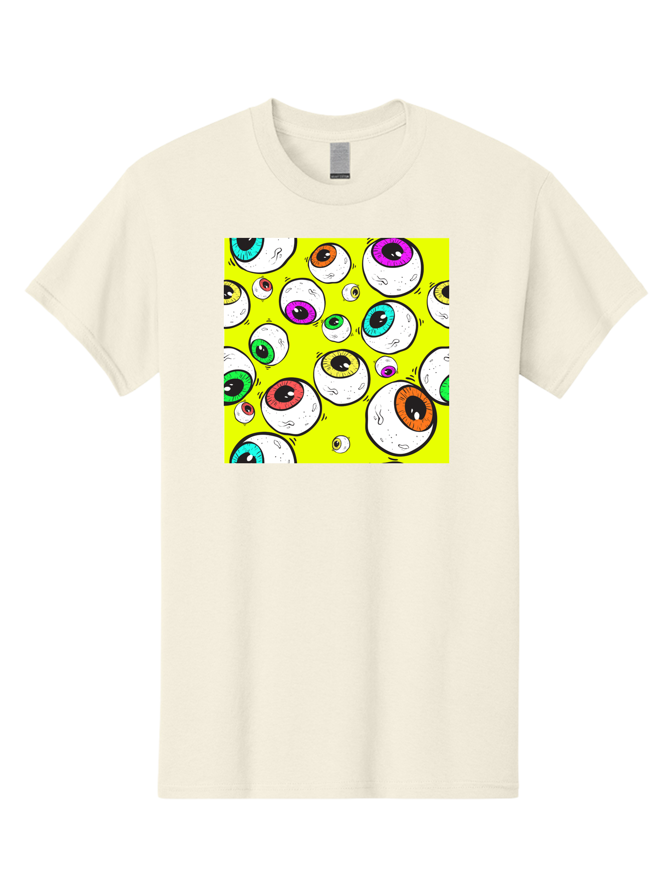 Colorful-Eyeballs Men'S Graphic Tee, 100% Cotton, Comfortable Casual Summer Wear, Machine Washable, Cartoon Eyeballs, Colorful Eyes, Vibrant Colors, Pop Art, Playful Graphics, Quirky Design, Eye-Catching Visuals, Fun Illustration, Aac386
