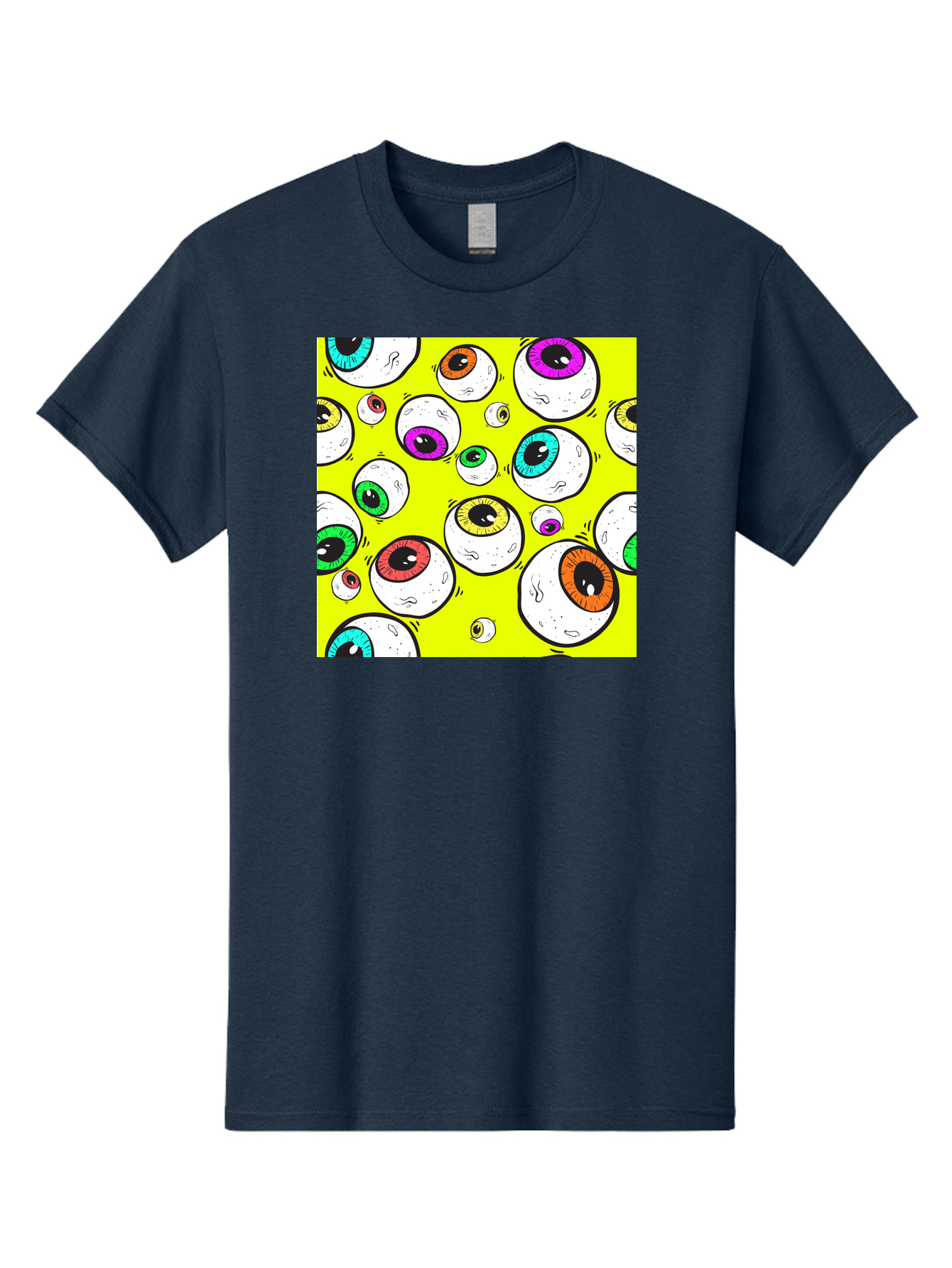 Colorful-Eyeballs Men'S Graphic Tee, 100% Cotton, Comfortable Casual Summer Wear, Machine Washable, Cartoon Eyeballs, Colorful Eyes, Vibrant Colors, Pop Art, Playful Graphics, Quirky Design, Eye-Catching Visuals, Fun Illustration, Aac386