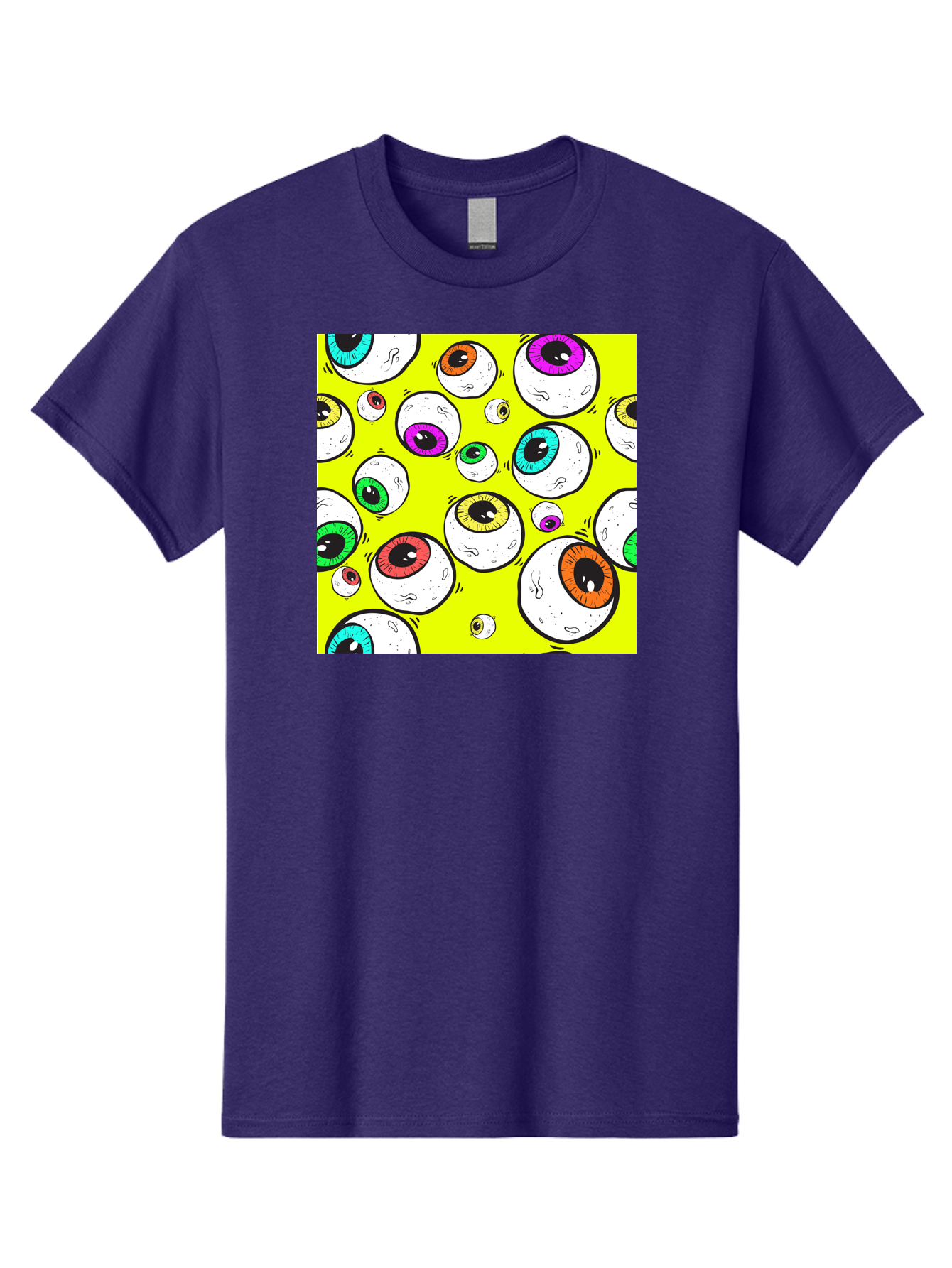 Colorful-Eyeballs Men'S Graphic Tee, 100% Cotton, Comfortable Casual Summer Wear, Machine Washable, Cartoon Eyeballs, Colorful Eyes, Vibrant Colors, Pop Art, Playful Graphics, Quirky Design, Eye-Catching Visuals, Fun Illustration, Aac386