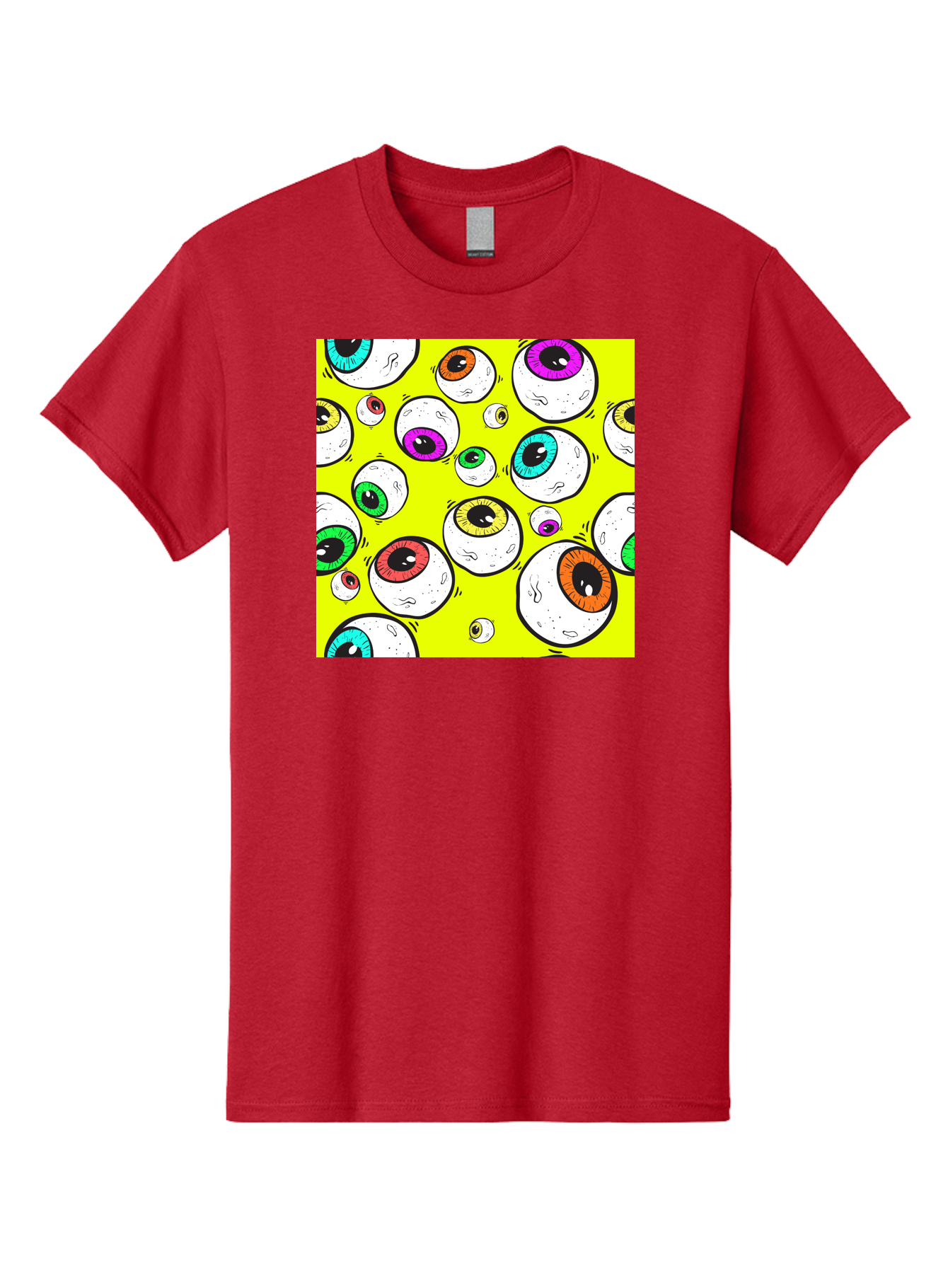 Colorful-Eyeballs Men'S Graphic Tee, 100% Cotton, Comfortable Casual Summer Wear, Machine Washable, Cartoon Eyeballs, Colorful Eyes, Vibrant Colors, Pop Art, Playful Graphics, Quirky Design, Eye-Catching Visuals, Fun Illustration, Aac386
