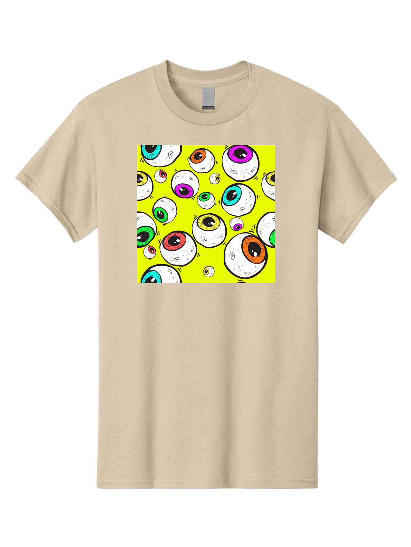 Colorful-Eyeballs Men'S Graphic Tee, 100% Cotton, Comfortable Casual Summer Wear, Machine Washable, Cartoon Eyeballs, Colorful Eyes, Vibrant Colors, Pop Art, Playful Graphics, Quirky Design, Eye-Catching Visuals, Fun Illustration, Aac386