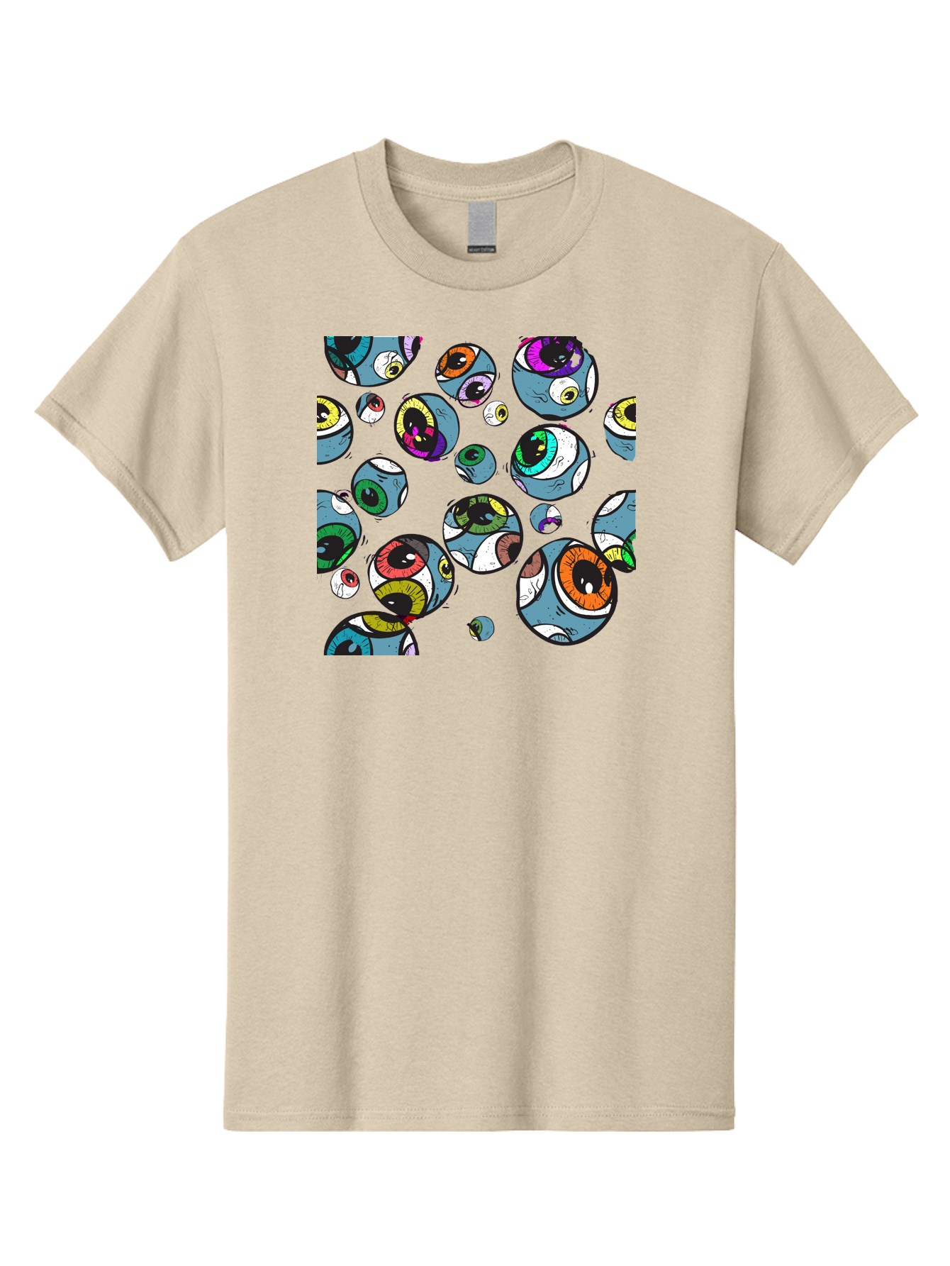 Eyes Men'S Graphic Tee, 100% Cotton, Comfortable Casual Summer Wear, Machine Washable, Cartoon Eyes, Colorful Eyes, Vibrant Eyed Pattern, Playful Illustration, Surreal Art, Whimsical Design, Multiple Eyes, Purple Background, Quirky Graphics, Aac388