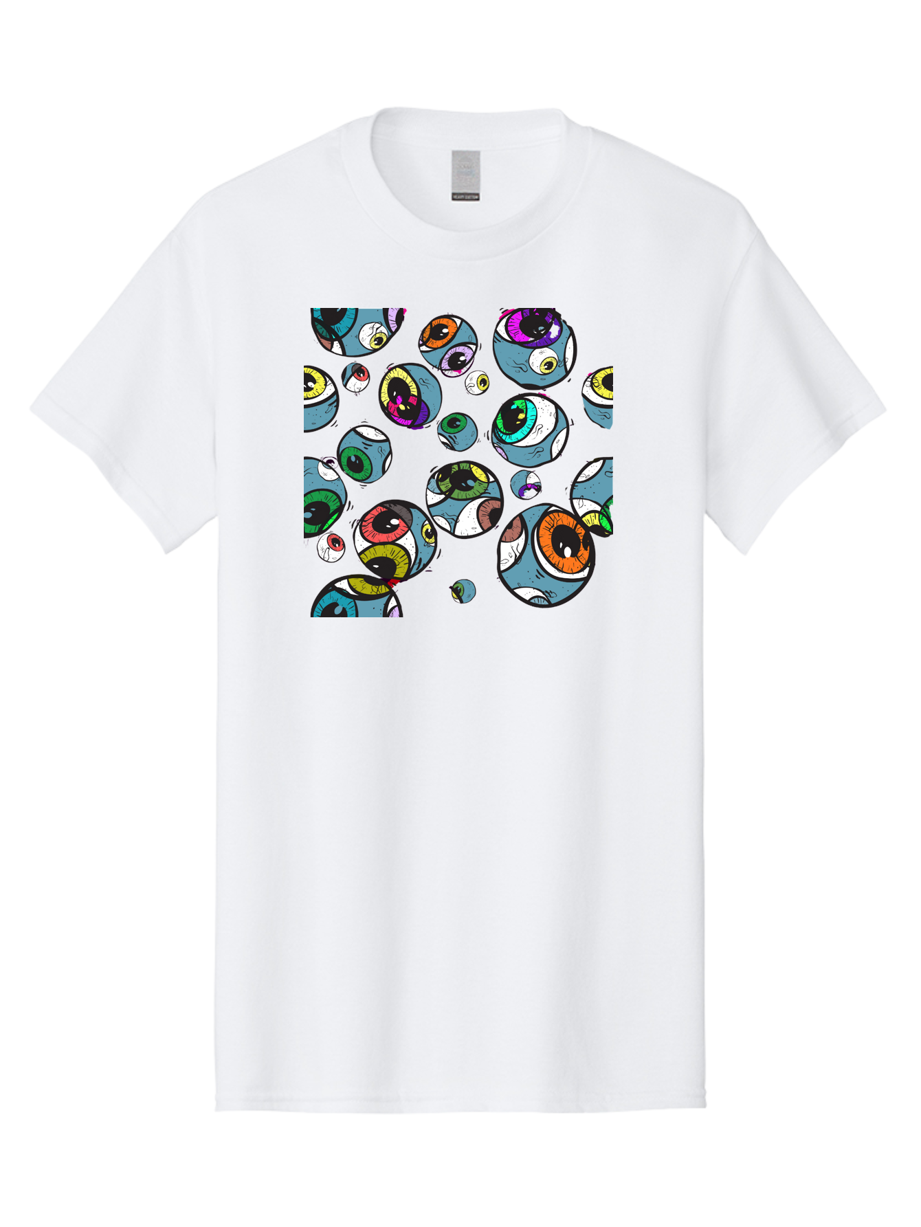Eyes Men'S Graphic Tee, 100% Cotton, Comfortable Casual Summer Wear, Machine Washable, Cartoon Eyes, Colorful Eyes, Vibrant Eyed Pattern, Playful Illustration, Surreal Art, Whimsical Design, Multiple Eyes, Purple Background, Quirky Graphics, Aac388