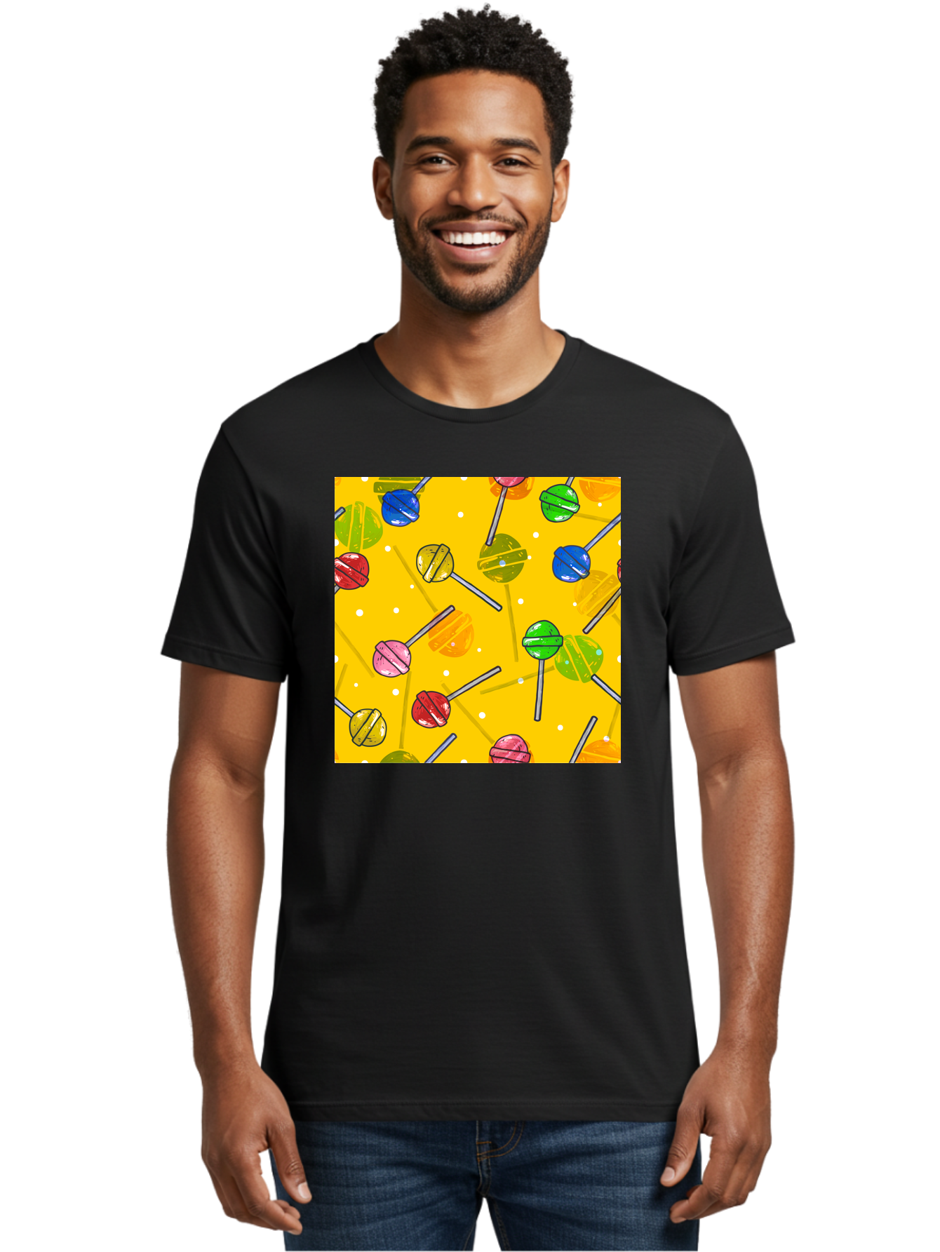 Lollipops Men'S Graphic Tee, 100% Cotton, Comfortable Casual Summer Wear, Machine Washable, Lollipops, Candy, Sweets, Colorful Treats, Vibrant Hues, Playful Design, Sweet Tooth, Party Favors, Kid'S Party Aac402