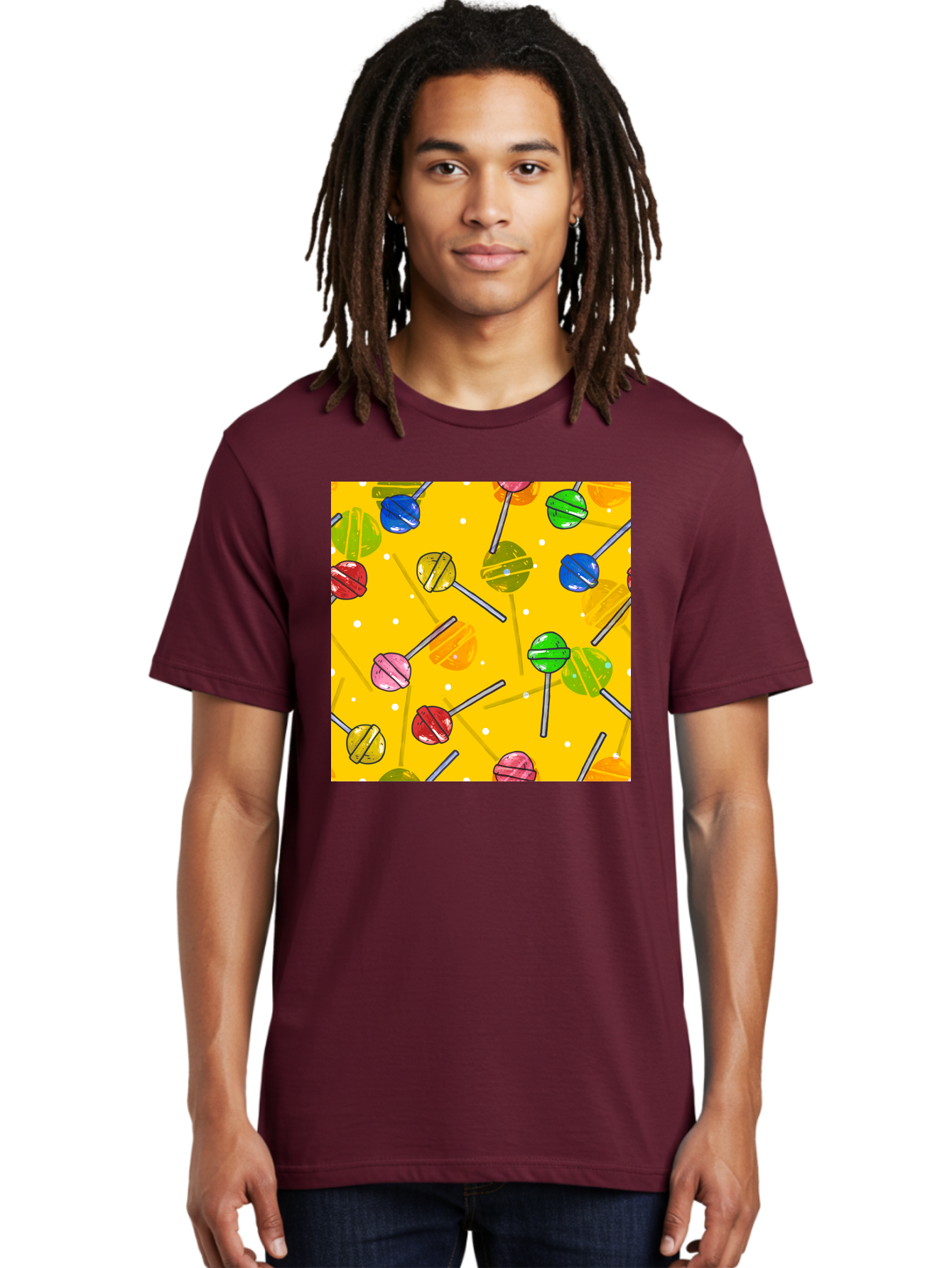 Lollipops Men'S Graphic Tee, 100% Cotton, Comfortable Casual Summer Wear, Machine Washable, Lollipops, Candy, Sweets, Colorful Treats, Vibrant Hues, Playful Design, Sweet Tooth, Party Favors, Kid'S Party Aac402