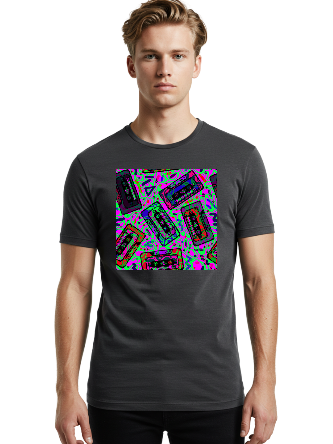 Mix-Tape Men'S Graphic Tee, 100% Cotton, Comfortable Casual Summer Wear, Machine Washable, Mix Tape Cassettes, Retro Music, Vintage Technology, Nostalgic Vibes, 80S And 90S Style, Cassette Tapes, Music Lover, Hipster Culture, Colorful Design Aac406