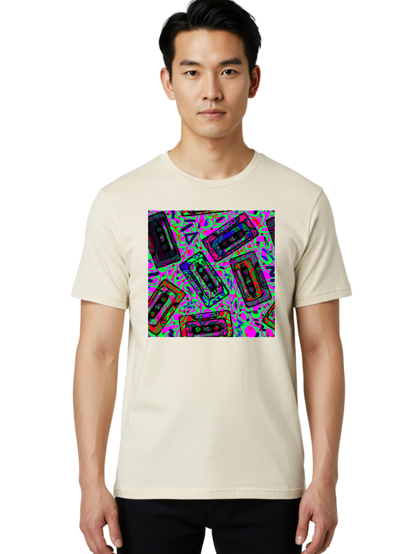 Mix-Tape Men'S Graphic Tee, 100% Cotton, Comfortable Casual Summer Wear, Machine Washable, Mix Tape Cassettes, Retro Music, Vintage Technology, Nostalgic Vibes, 80S And 90S Style, Cassette Tapes, Music Lover, Hipster Culture, Colorful Design Aac406