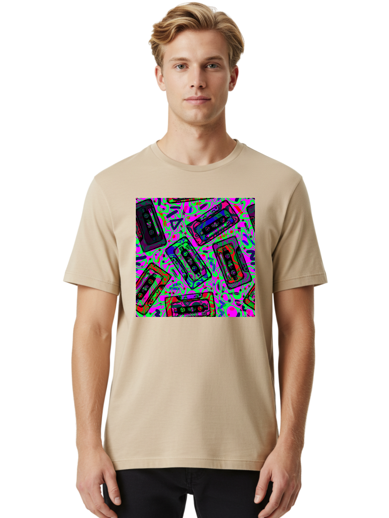 Mix-Tape Men'S Graphic Tee, 100% Cotton, Comfortable Casual Summer Wear, Machine Washable, Mix Tape Cassettes, Retro Music, Vintage Technology, Nostalgic Vibes, 80S And 90S Style, Cassette Tapes, Music Lover, Hipster Culture, Colorful Design Aac406