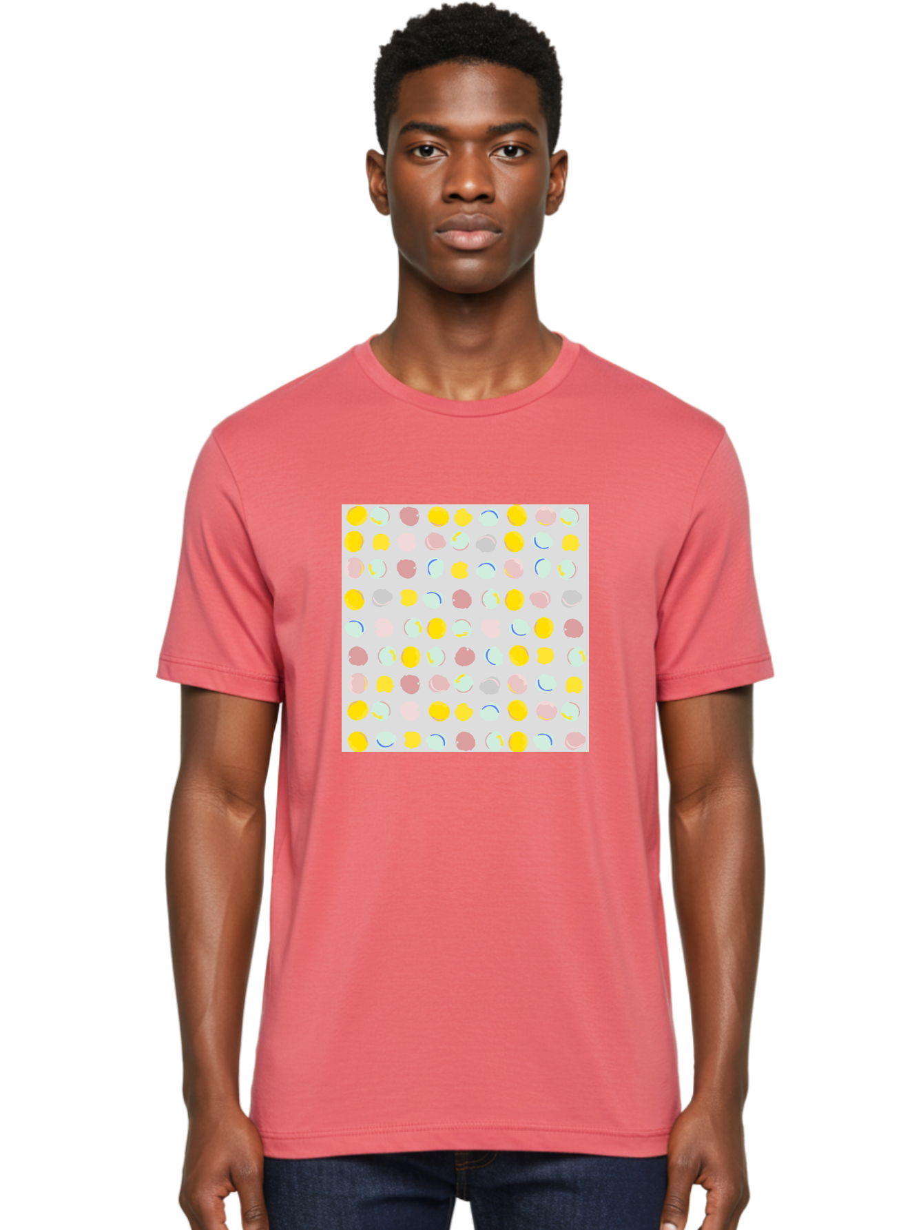 Pastel-Polka-Dots Men'S Graphic Tee, 100% Cotton, Comfortable Casual Summer Wear, Machine Washable, Pastel Colors, Abstract Design, Geometric Pattern, Colorful Dots, Creative Art, Decorative Background, Modern Style, Artistic Expression, Aac410