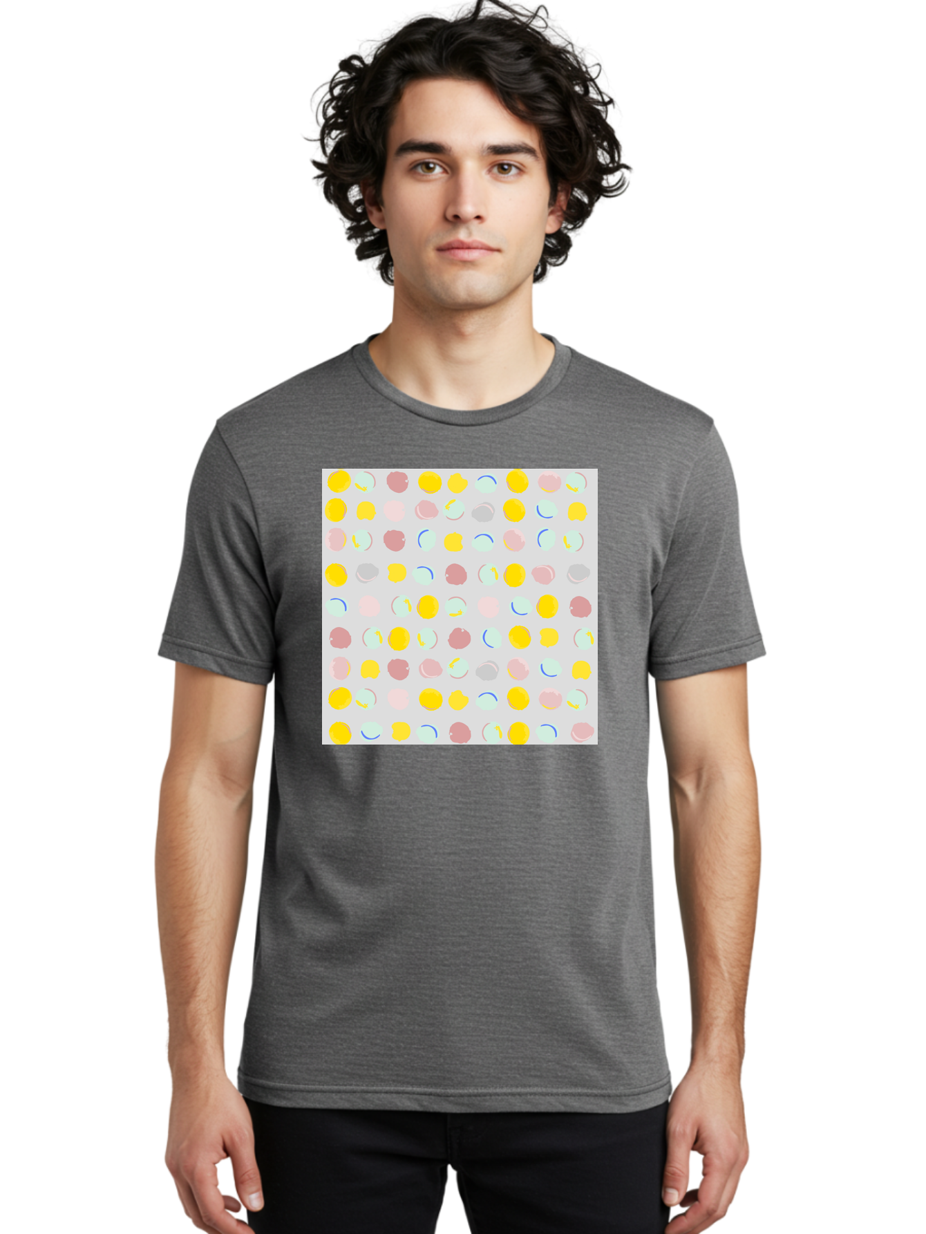 Pastel-Polka-Dots Men'S Graphic Tee, 100% Cotton, Comfortable Casual Summer Wear, Machine Washable, Pastel Colors, Abstract Design, Geometric Pattern, Colorful Dots, Creative Art, Decorative Background, Modern Style, Artistic Expression, Aac410