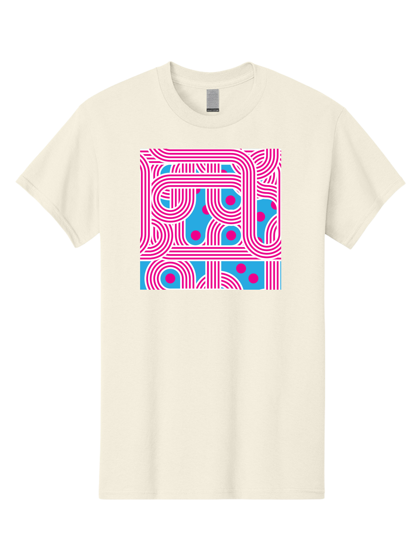 Pink-Lines-And-Dots Men'S Graphic Tee, 100% Cotton, Comfortable Casual Summer Wear, Machine Washable, Pink Lines Pattern, Blue Background, Geometric Shapes, Abstract Design, Vibrant Colors, Modern Art, Playful Graphics, Contemporary Style Aac411