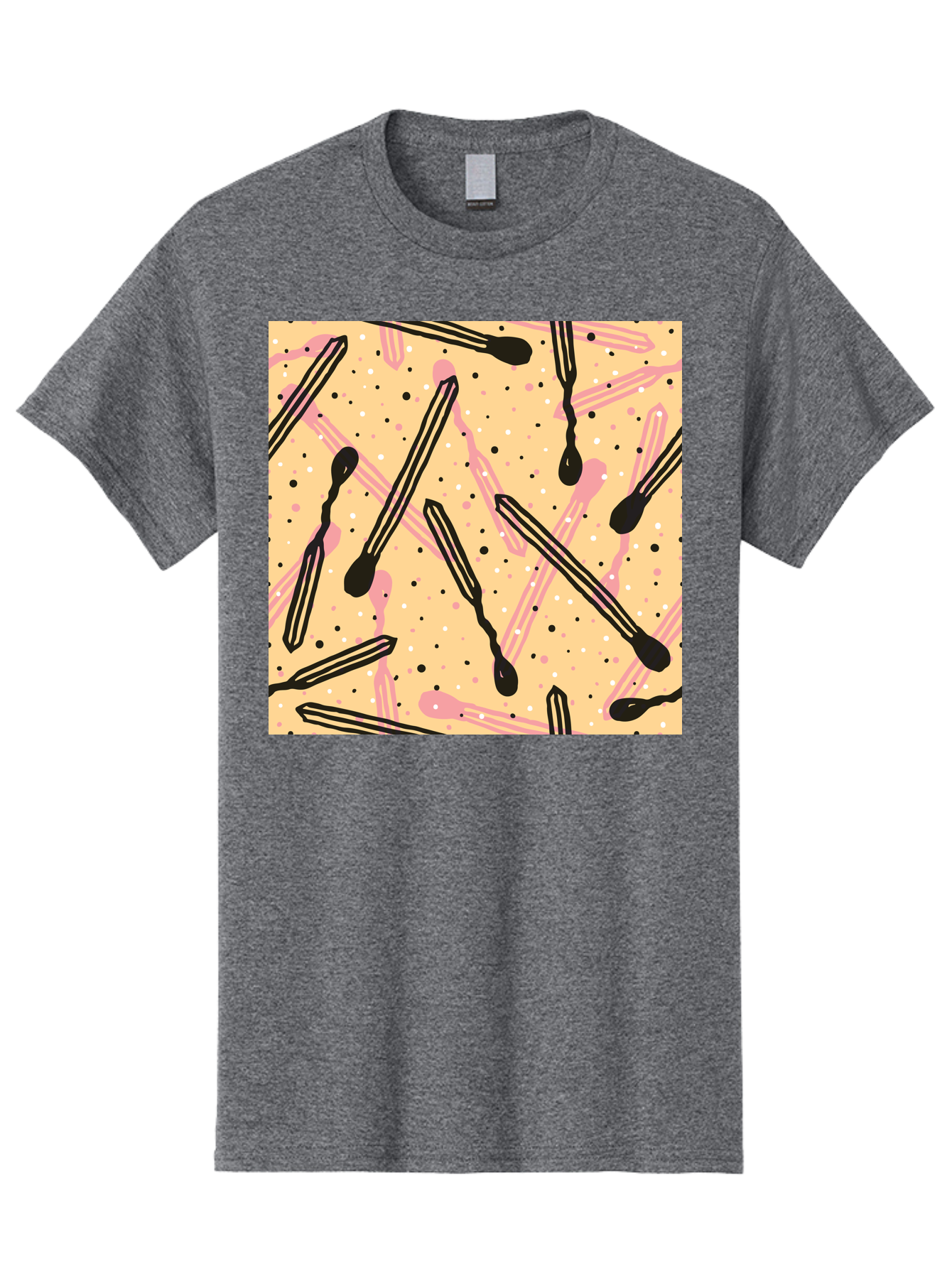 Pipettes Men'S Graphic Tee, 100% Cotton, Comfortable Casual Summer Wear, Machine Washable, Lip Gloss, Makeup, Beauty Products, Cosmetic Design, Abstract Pattern, Trendy Colors, Pink And Black Accents, Yellow Background, Fashion Texture, Aac414