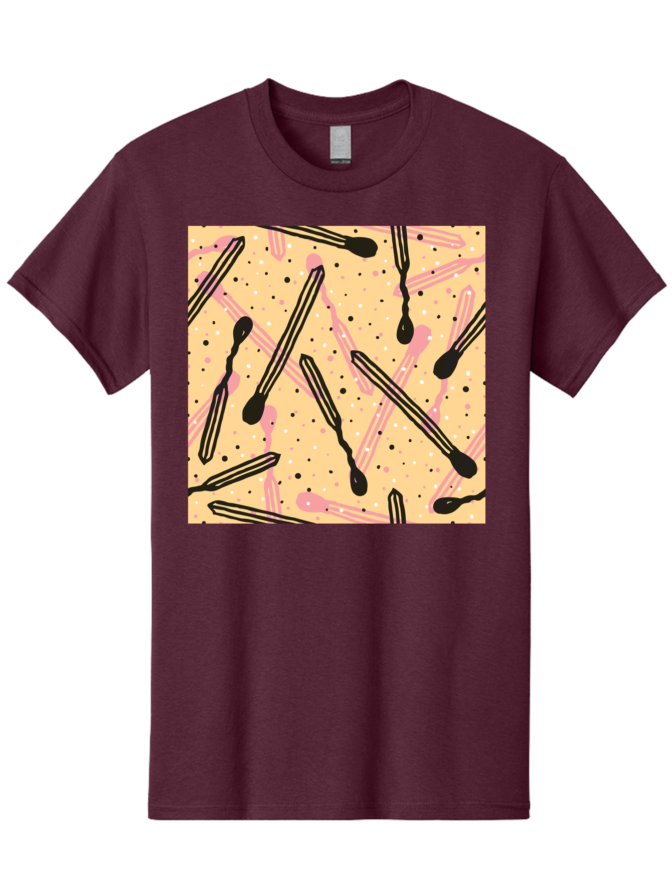 Pipettes Men'S Graphic Tee, 100% Cotton, Comfortable Casual Summer Wear, Machine Washable, Lip Gloss, Makeup, Beauty Products, Cosmetic Design, Abstract Pattern, Trendy Colors, Pink And Black Accents, Yellow Background, Fashion Texture, Aac414