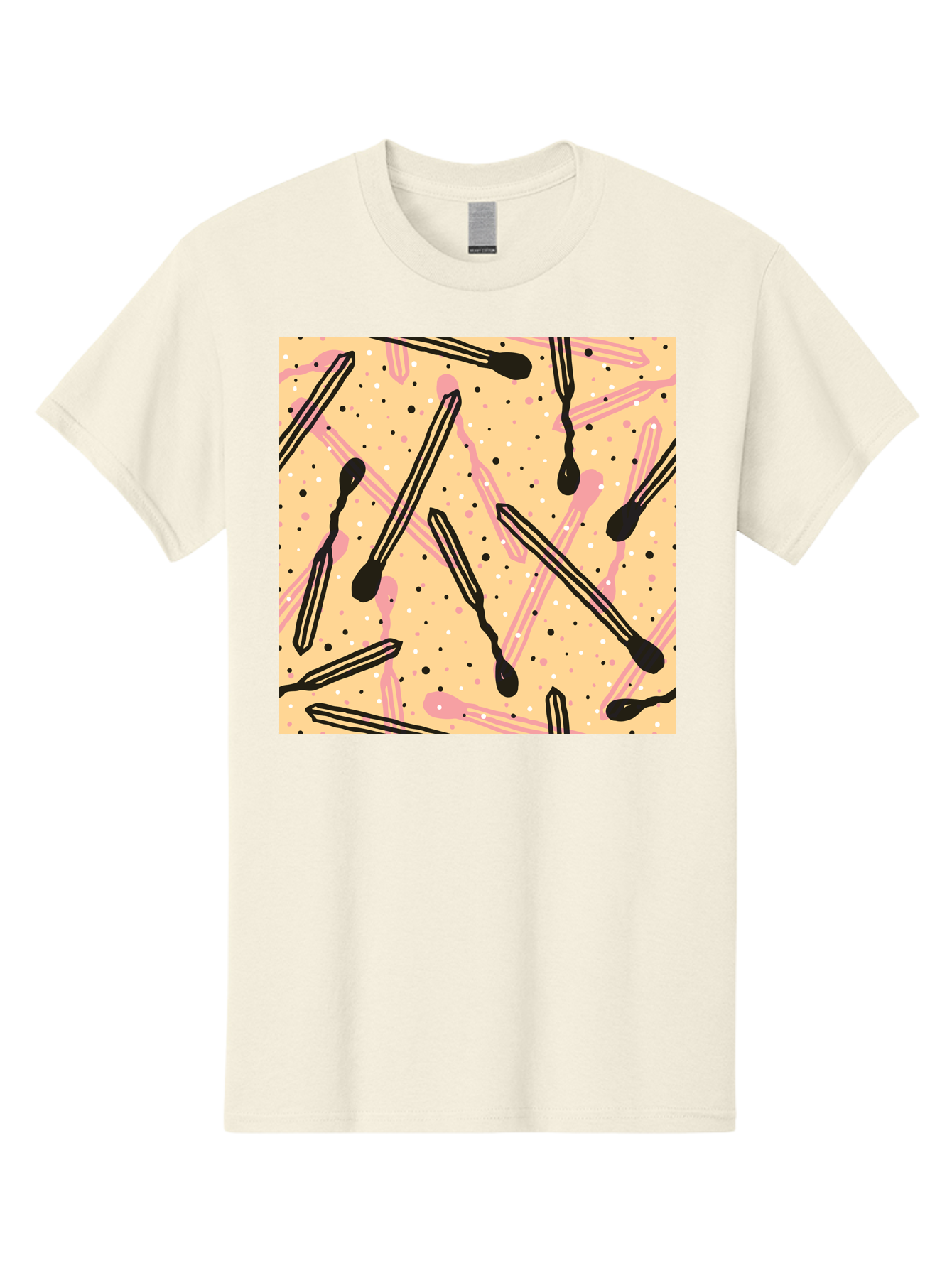 Pipettes Men'S Graphic Tee, 100% Cotton, Comfortable Casual Summer Wear, Machine Washable, Lip Gloss, Makeup, Beauty Products, Cosmetic Design, Abstract Pattern, Trendy Colors, Pink And Black Accents, Yellow Background, Fashion Texture, Aac414