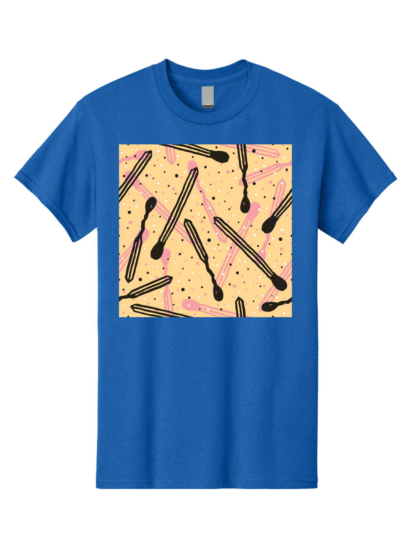 Pipettes Men'S Graphic Tee, 100% Cotton, Comfortable Casual Summer Wear, Machine Washable, Lip Gloss, Makeup, Beauty Products, Cosmetic Design, Abstract Pattern, Trendy Colors, Pink And Black Accents, Yellow Background, Fashion Texture, Aac414