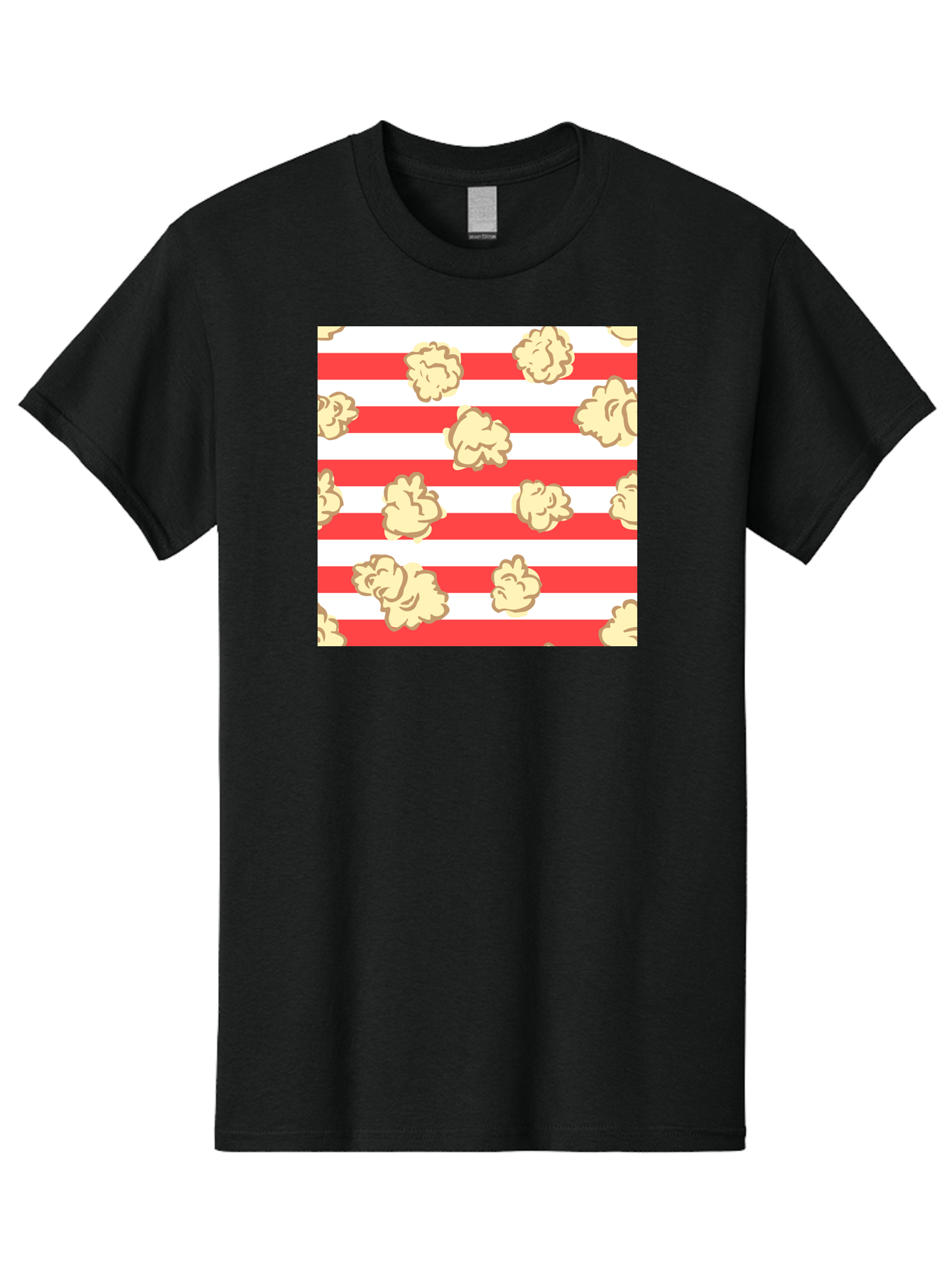 Popcorn-Stripes Men'S Graphic Tee, 100% Cotton, Comfortable Casual Summer Wear, Machine Washable, Popcorn, Red And White Stripes, Movie Snack, Cinematic Treats, Yellow Popcorn, Striped Background, Popcorn Illustration, Snack Time, Film Night, Aac416