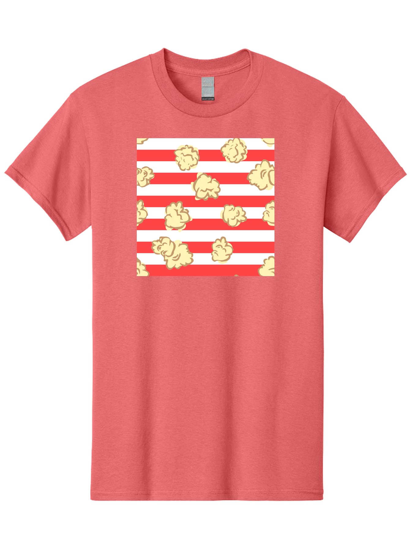 Popcorn-Stripes Men'S Graphic Tee, 100% Cotton, Comfortable Casual Summer Wear, Machine Washable, Popcorn, Red And White Stripes, Movie Snack, Cinematic Treats, Yellow Popcorn, Striped Background, Popcorn Illustration, Snack Time, Film Night, Aac416