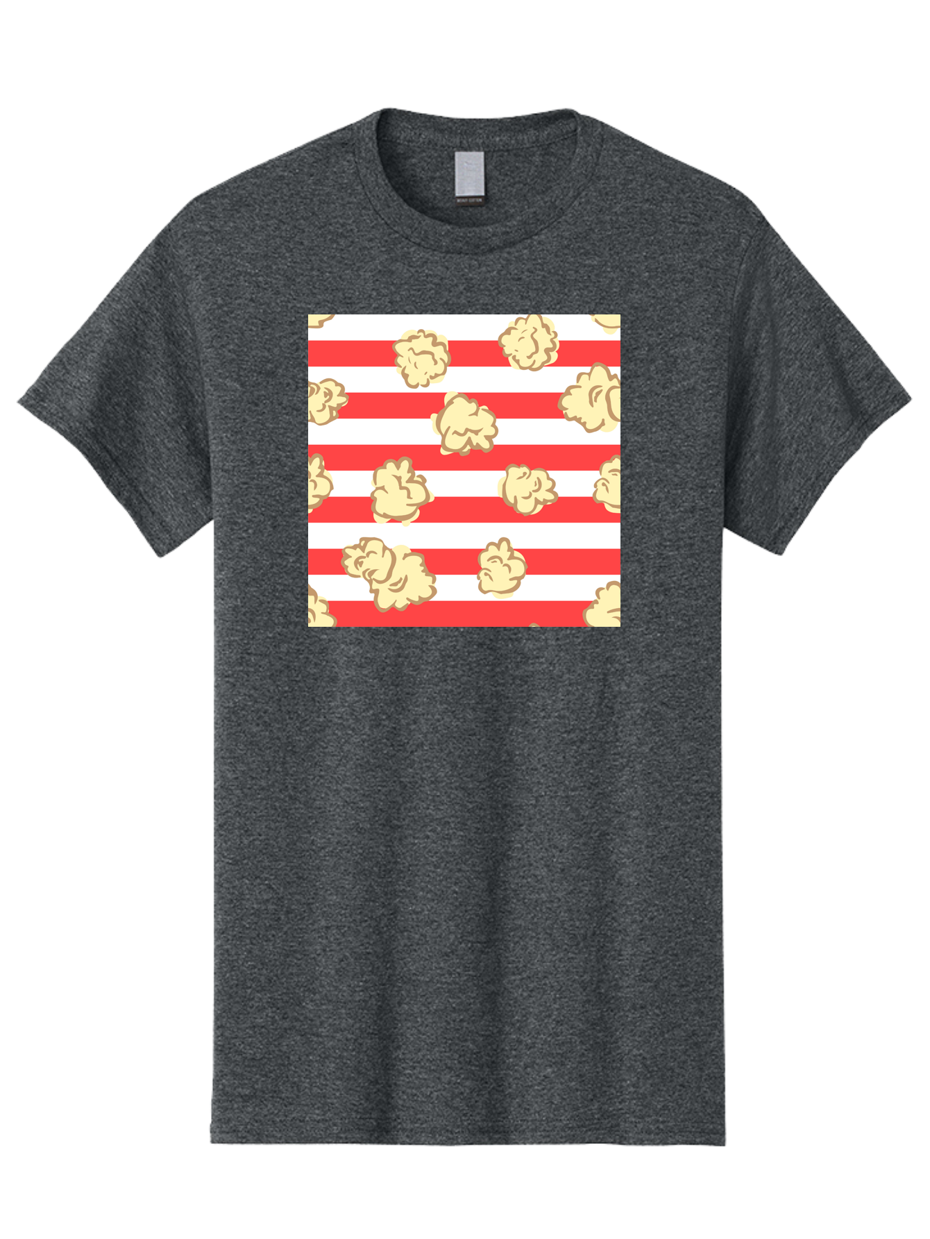 Popcorn-Stripes Men'S Graphic Tee, 100% Cotton, Comfortable Casual Summer Wear, Machine Washable, Popcorn, Red And White Stripes, Movie Snack, Cinematic Treats, Yellow Popcorn, Striped Background, Popcorn Illustration, Snack Time, Film Night, Aac416