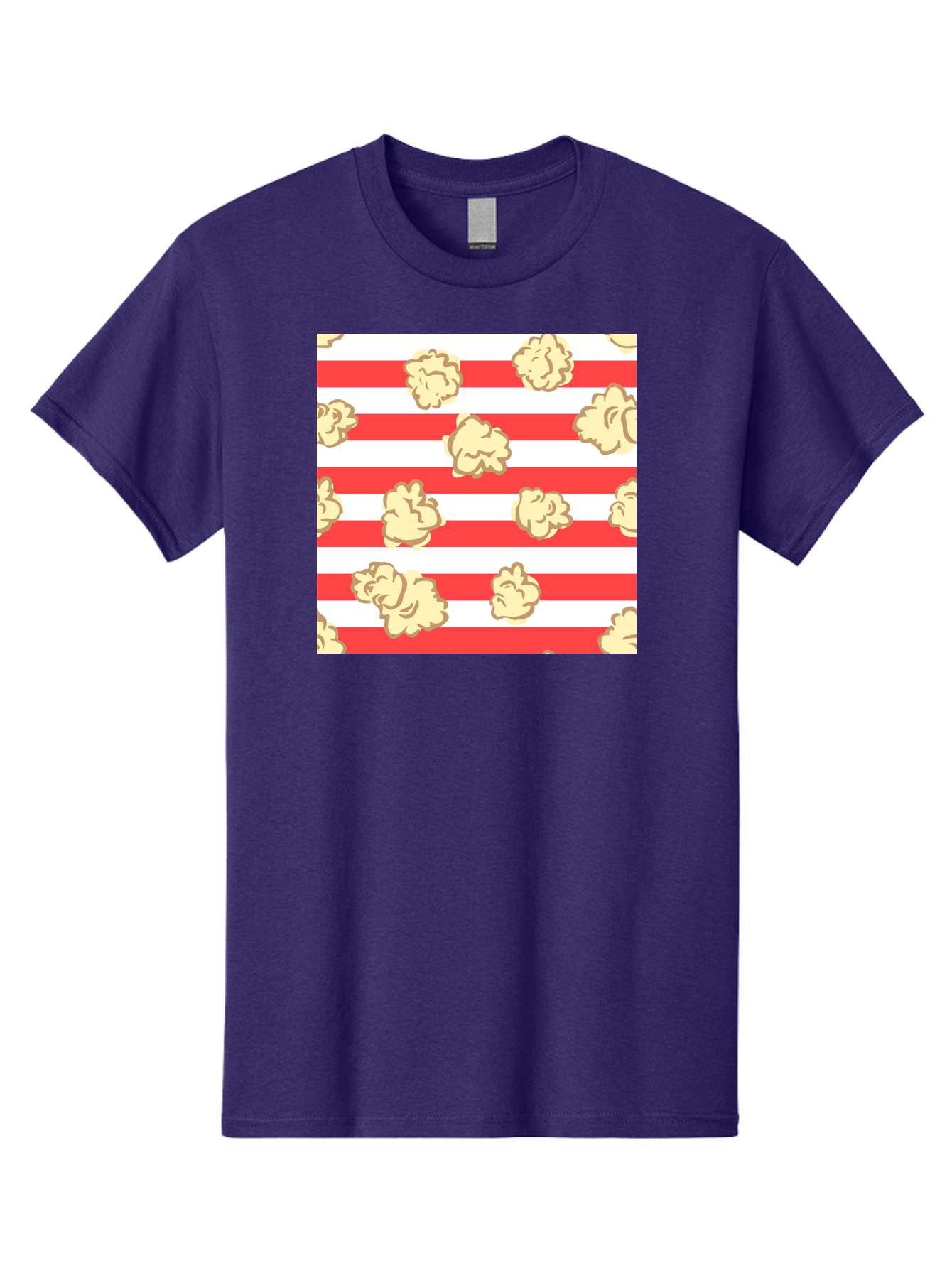 Popcorn-Stripes Men'S Graphic Tee, 100% Cotton, Comfortable Casual Summer Wear, Machine Washable, Popcorn, Red And White Stripes, Movie Snack, Cinematic Treats, Yellow Popcorn, Striped Background, Popcorn Illustration, Snack Time, Film Night, Aac416