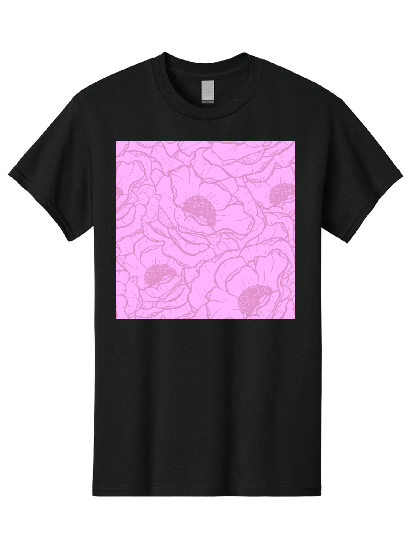 Poppies Men'S Graphic Tee, 100% Cotton, Comfortable Casual Summer Wear, Machine Washable, Pink Flowers, Floral Pattern, Delicate Petals, Intricate Details, Soft Pink Hue, Feminine Design, Bohemian Style, Wallpaper, Pastel Colors, Aac417